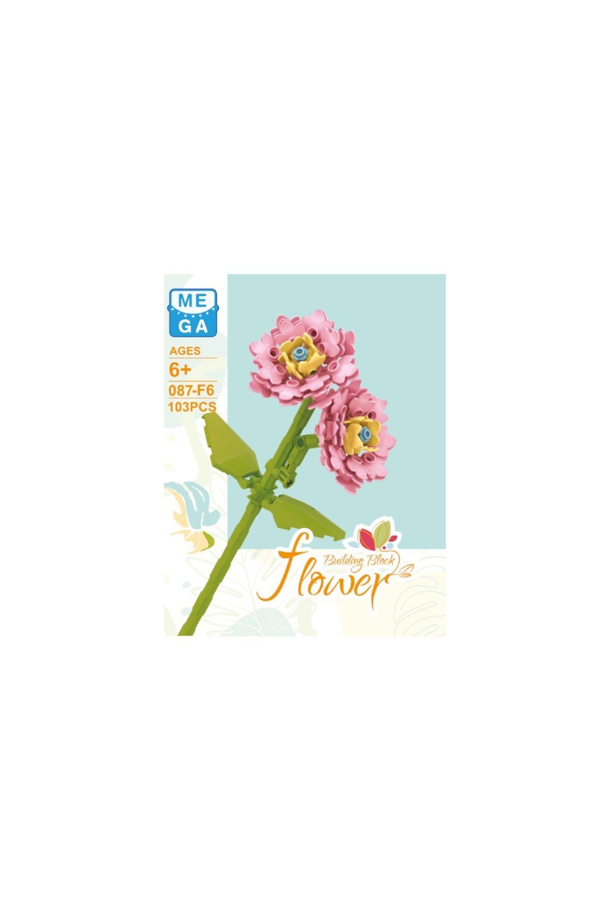OYUNCAK STORE-103 Pieces Flower Patterned Block - Plastic Building Puzzle, Building Block Flowers 2