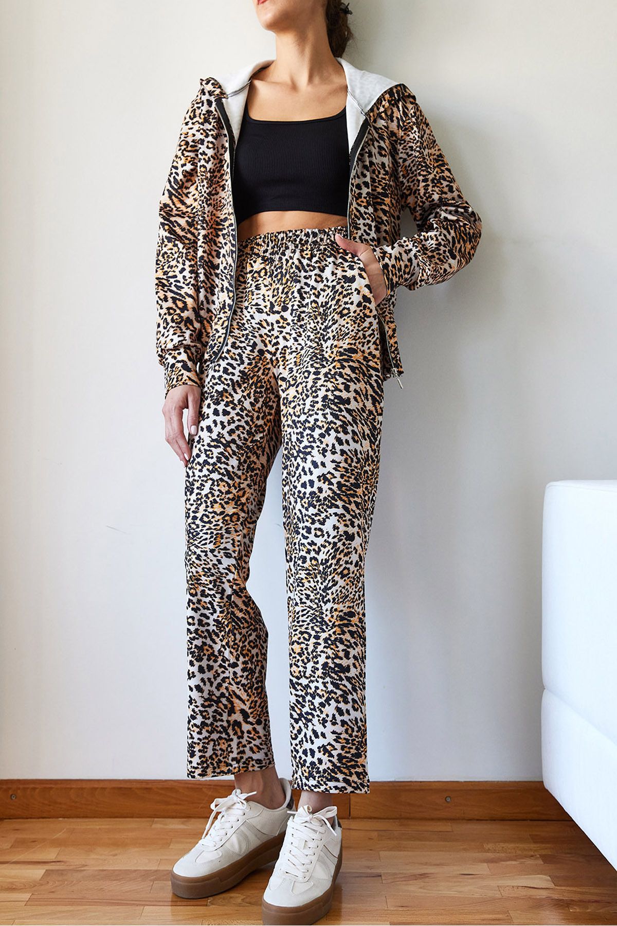 Bianco Lucci-Leopard Patterned Top and Bottom Set Mbms048 60501048 2