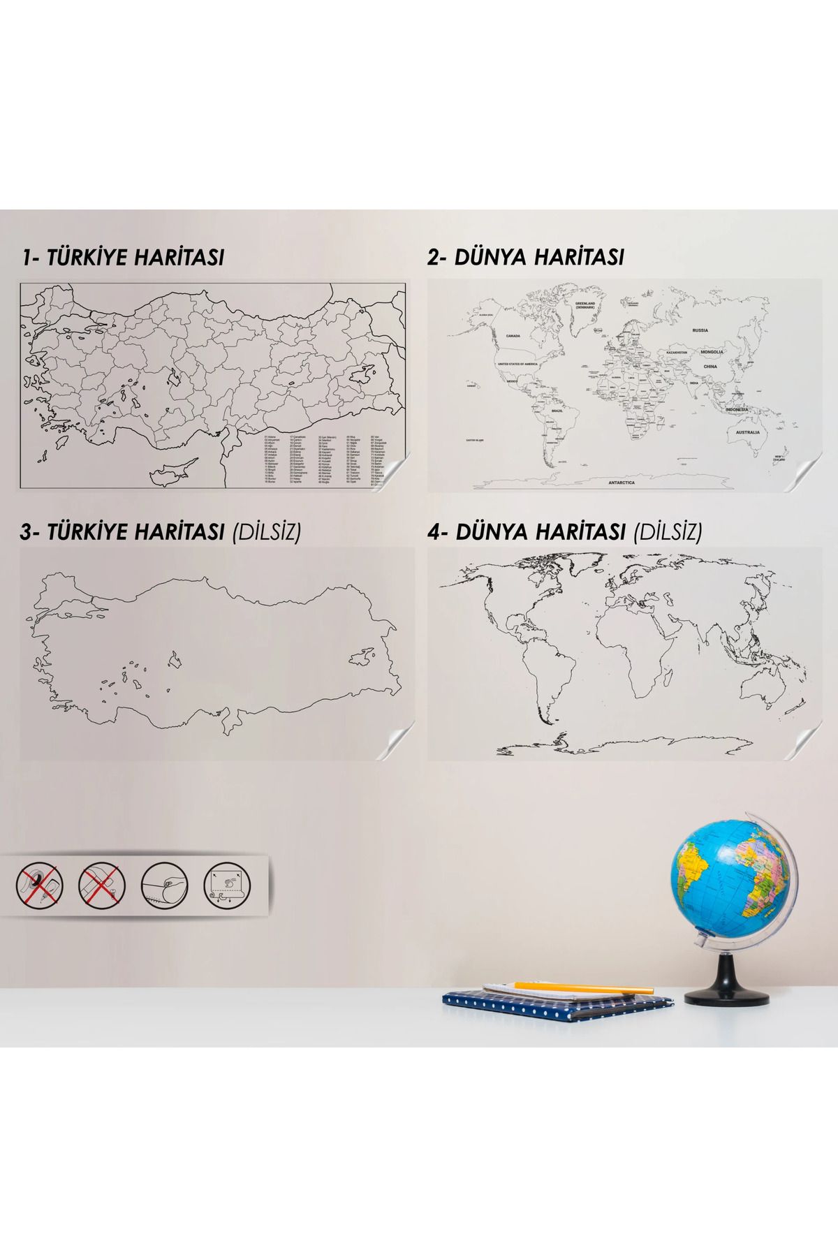 Cengo Statik Kağıt 4'lü Harita Set