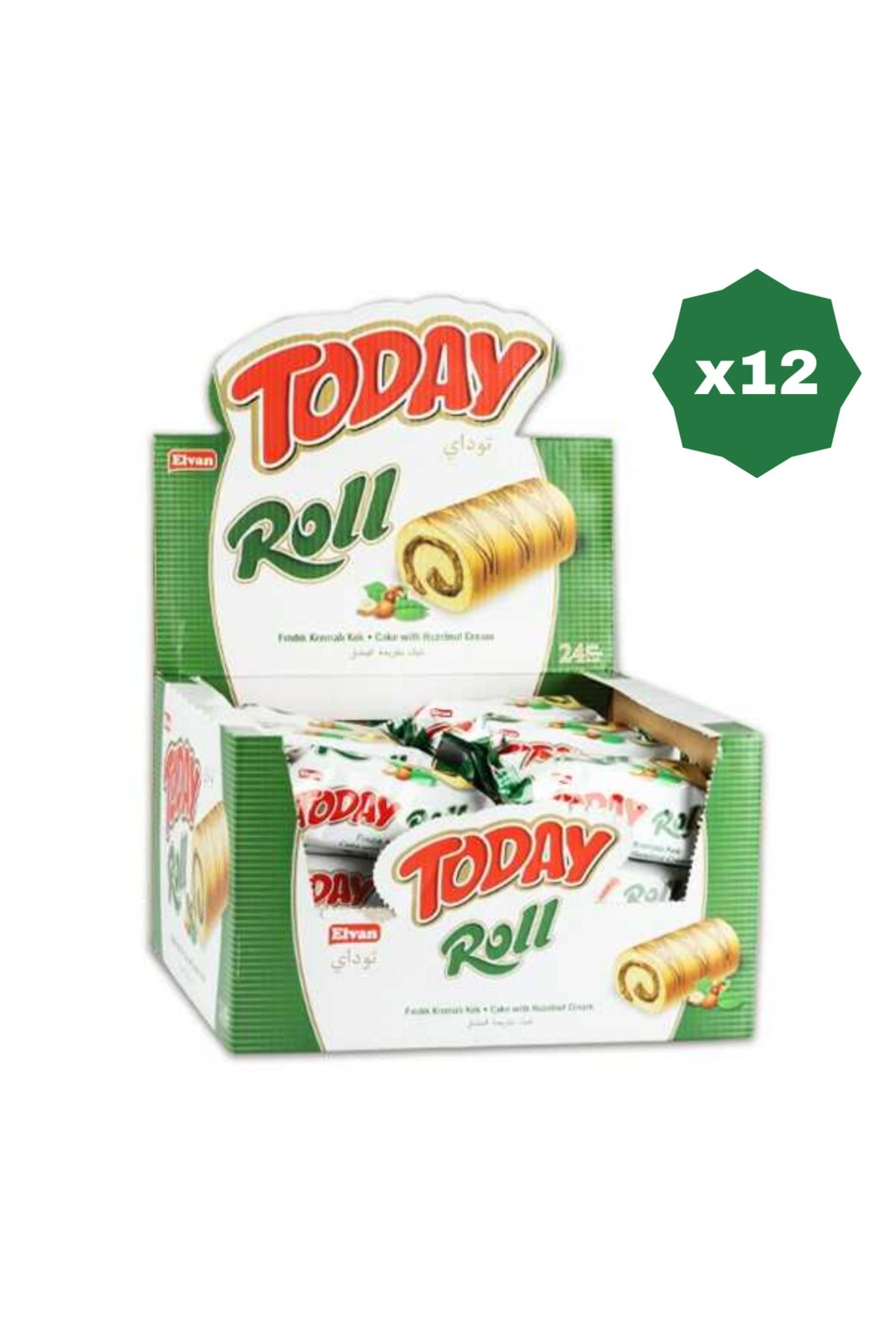 Elvan TODAY SWİSS ROLL FINDIK KREMALI KEK 35 GR 24'LÜ - (12 PAKET)