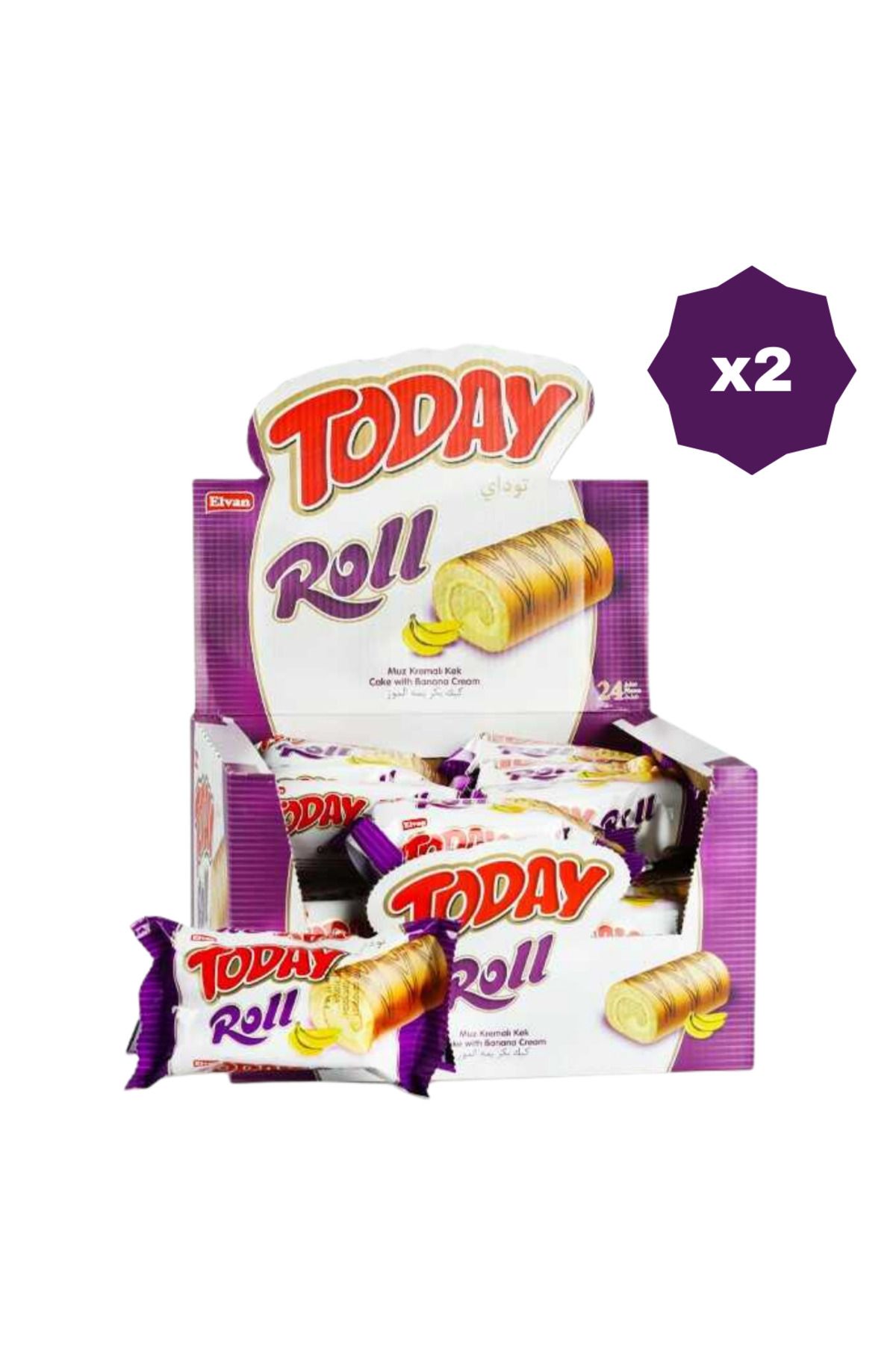 Elvan TODAY SWİSS ROLL MUZ KREMALI KEK 35 GR 24'LÜ - (2 PAKET)