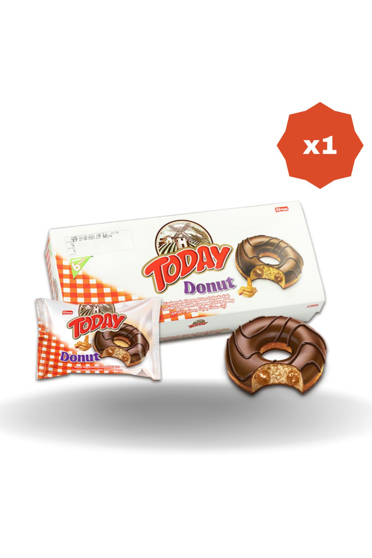 Elvan TODAY DONUT KARAMELLİ KEK ÇOKLU PAKET KUTU 35 GR 6'I (1 PAKET)