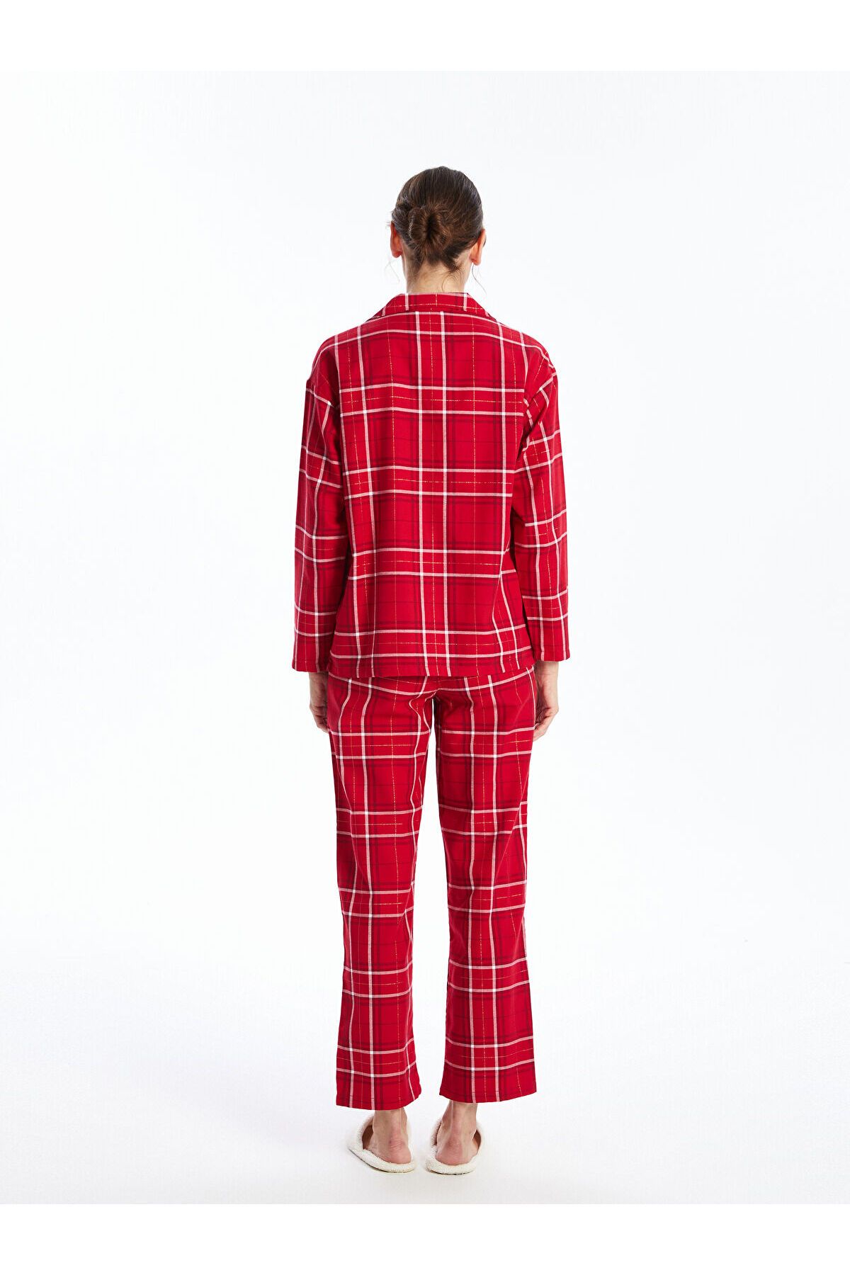 LC Waikiki-Lcw Shirt Collar Plaid Women's Pajamas Set 3