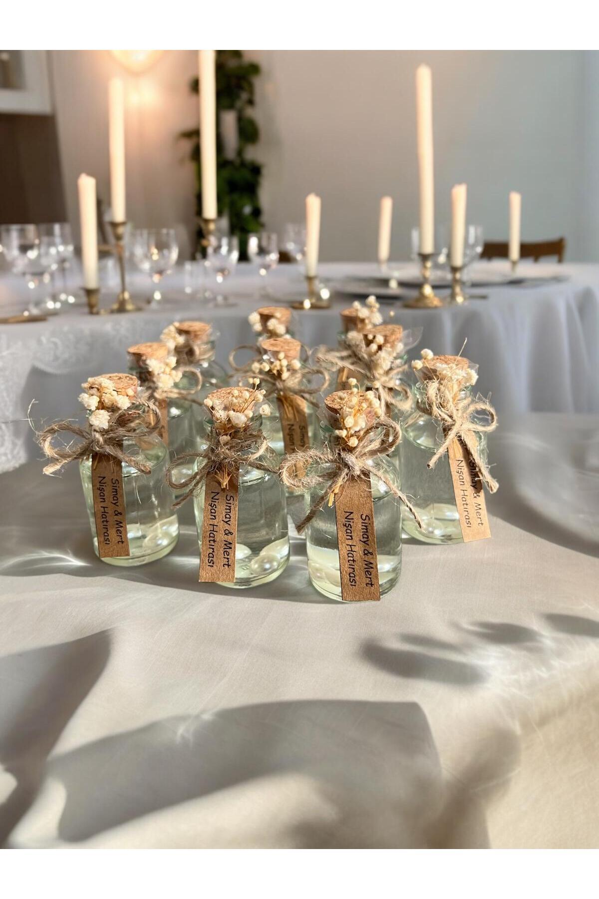 aralmini 20 Adet Şık Etiketli Hediyelik Kolonya Şişesi, Cam Şişe Kolonya, Söz, Nişan, Nikah Hediyeliği fotoğrafı 3 (önizleme)