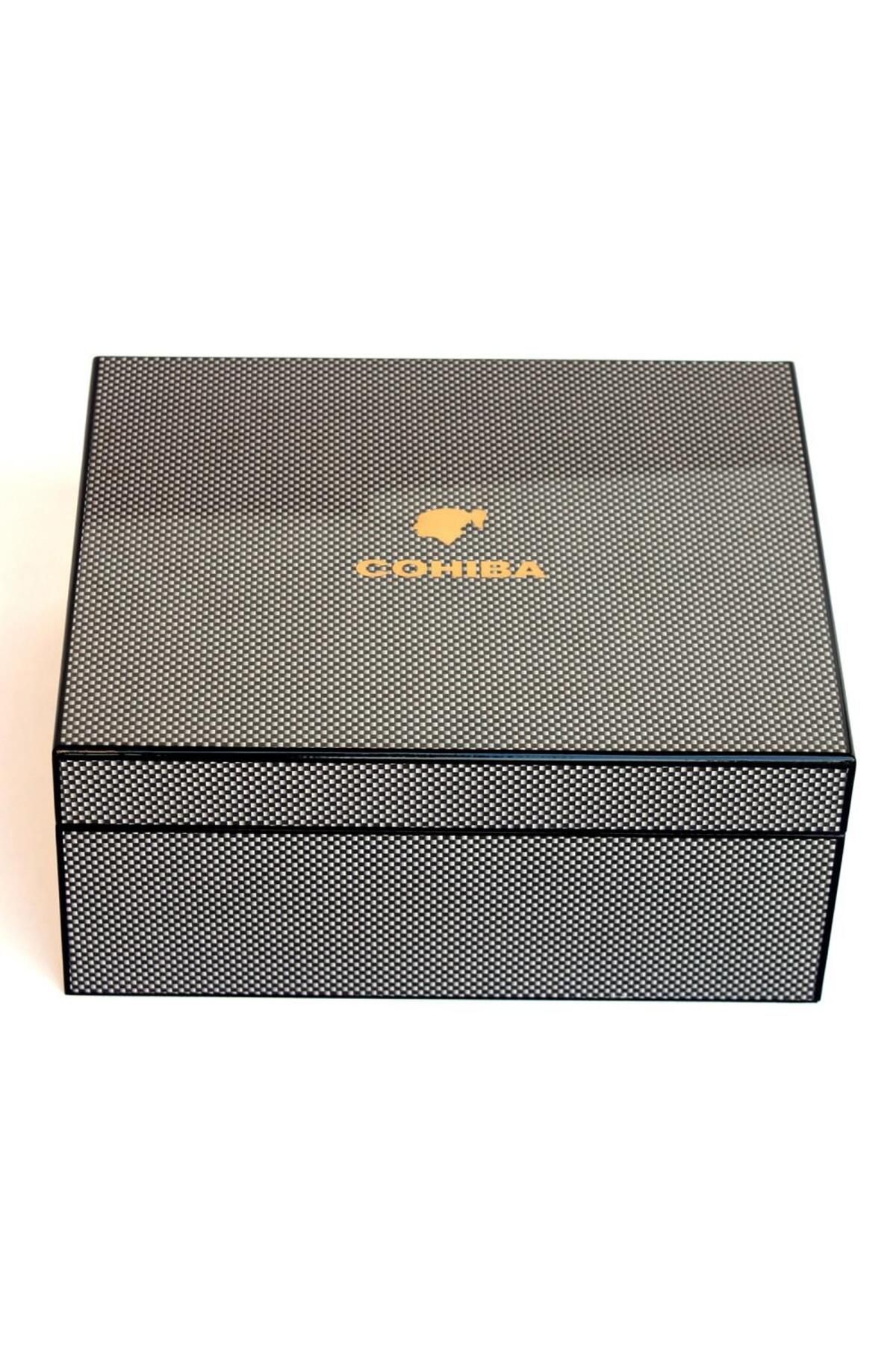 COHİBA Cohiba Karbon Nokta Desenli Humidor Puro Kutusu CHUM017