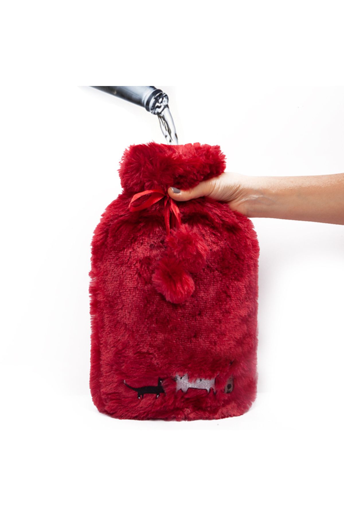 Biggdesign-Cats Red Wine Hot Water Bottle with Soft Plush Cover 68 OZ 3