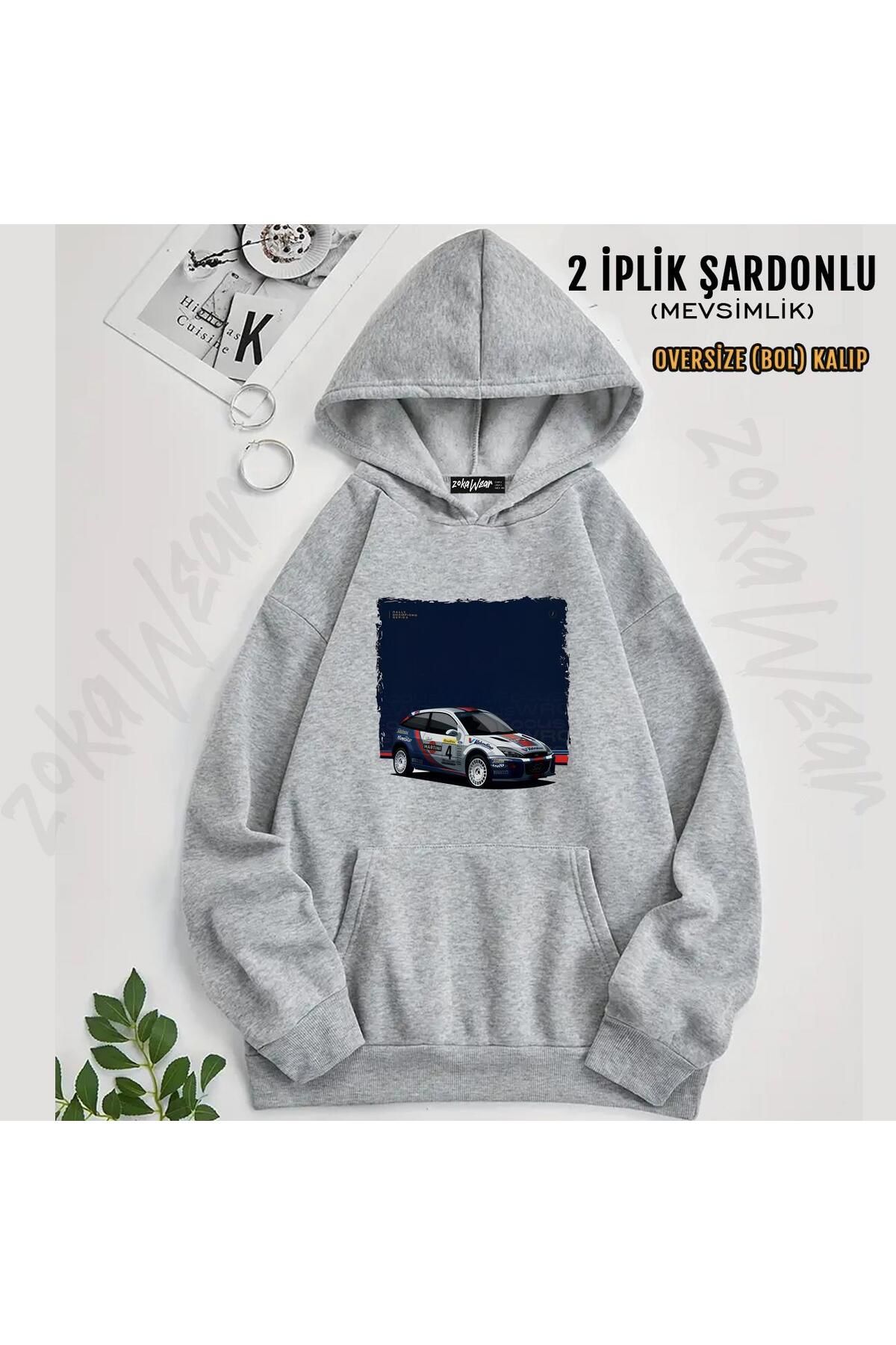 ZOKAWEAR Hanorac Supradimensionat Cu Glugă Cu Imprimeu Colin Mcrae Focus (2 Fire) Unisex - L/XL
