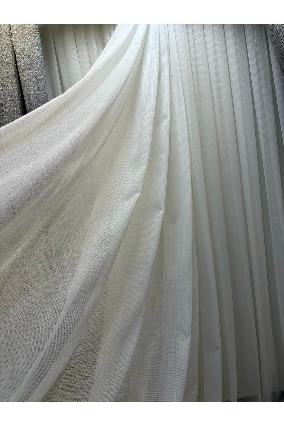 NİVEMESHOME-Nivemeshome Sumay - 1/3 Thin Pleated Tulle Curtain Apb 2