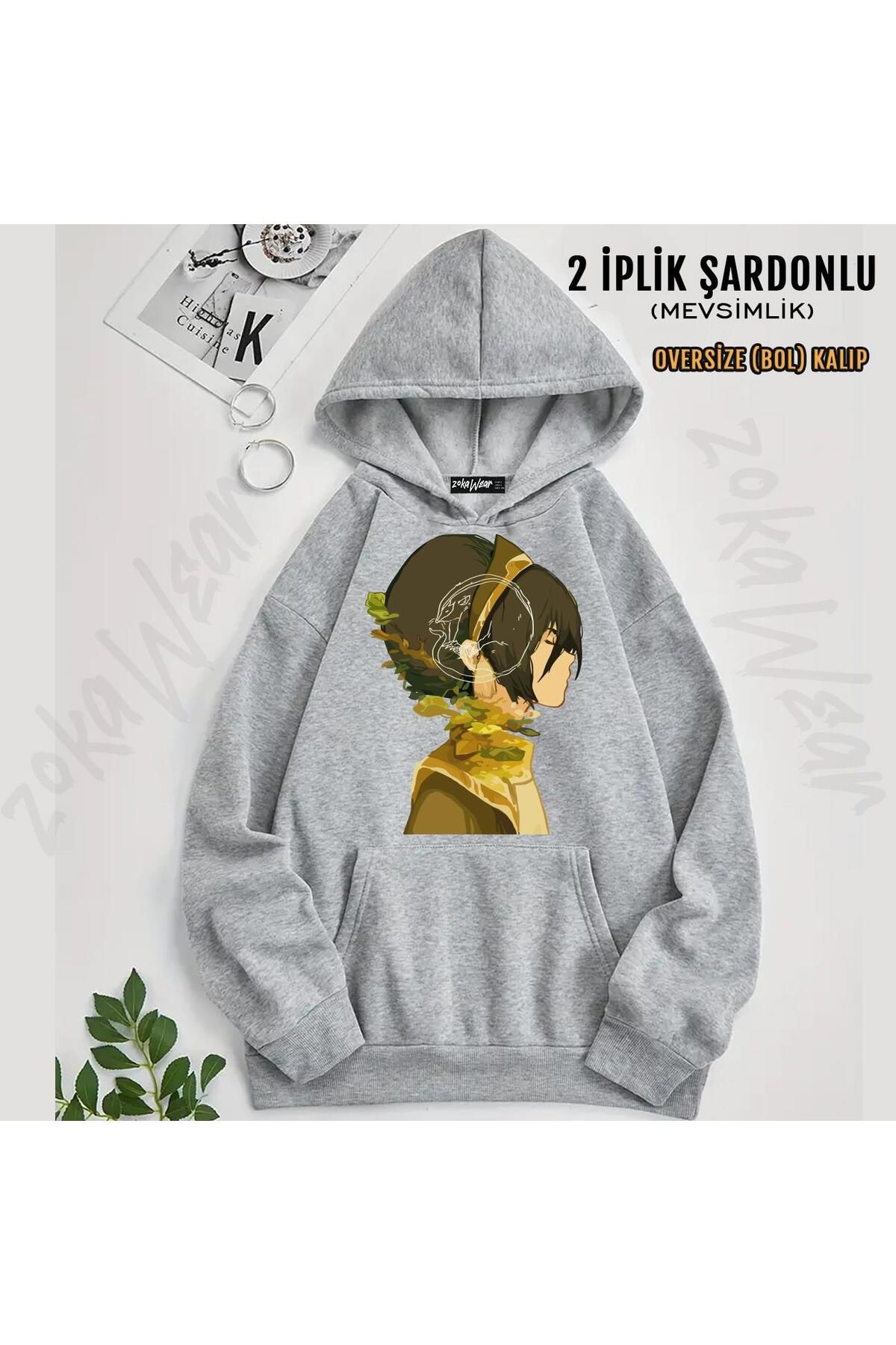 ZOKAWEAR Hanorac Supradimensionat Cu Glugă Cu Imprimeu Toph Beifong (2 Fire) Unisex - S/M