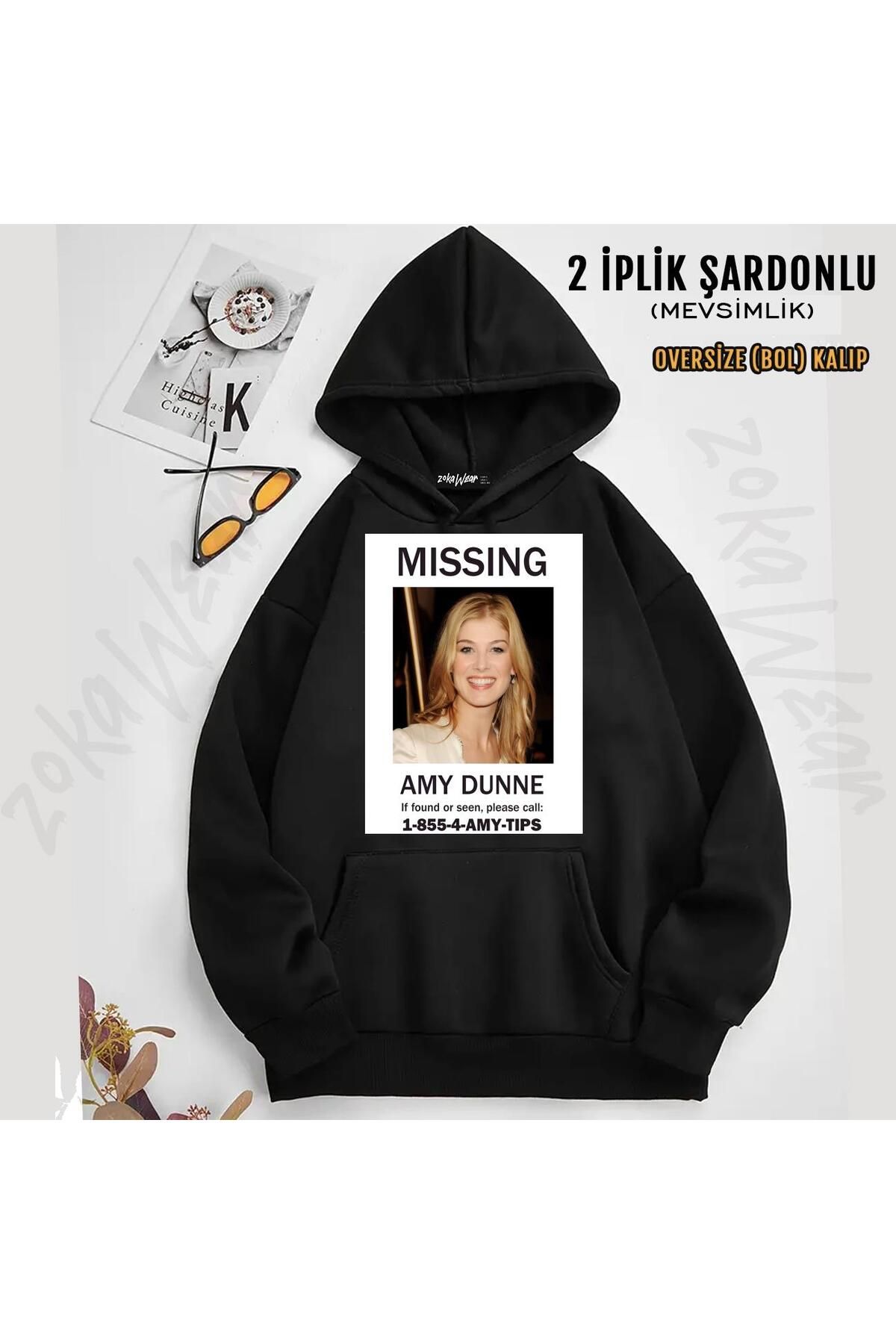 ZOKAWEAR Hanorac Cu Glugă Imprimat Cu Poster Missing Amy Dunne (2 Fire) Unisex - L/XL