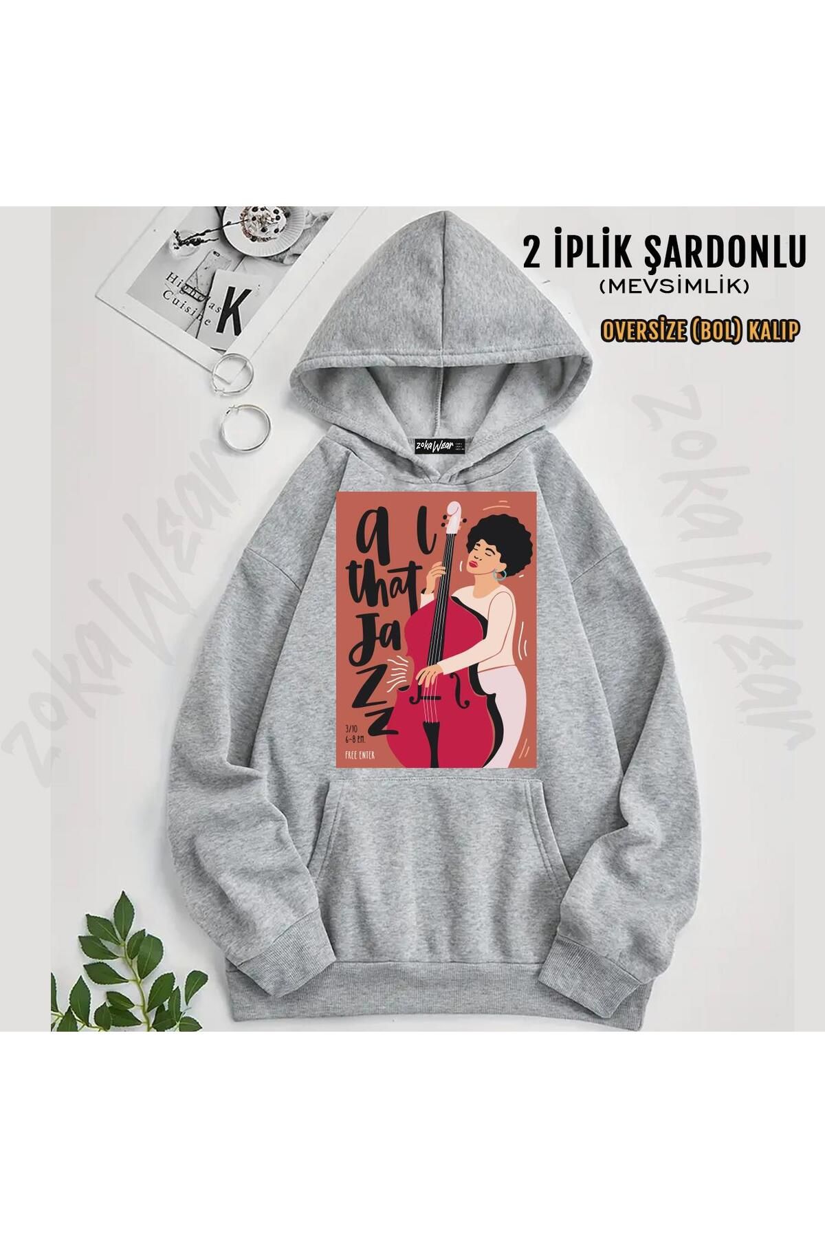 ZOKAWEAR Hanorac Supradimensionat Cu Glugă Cu Imprimeu Jazz That (2 Fire) Unisex - S/M