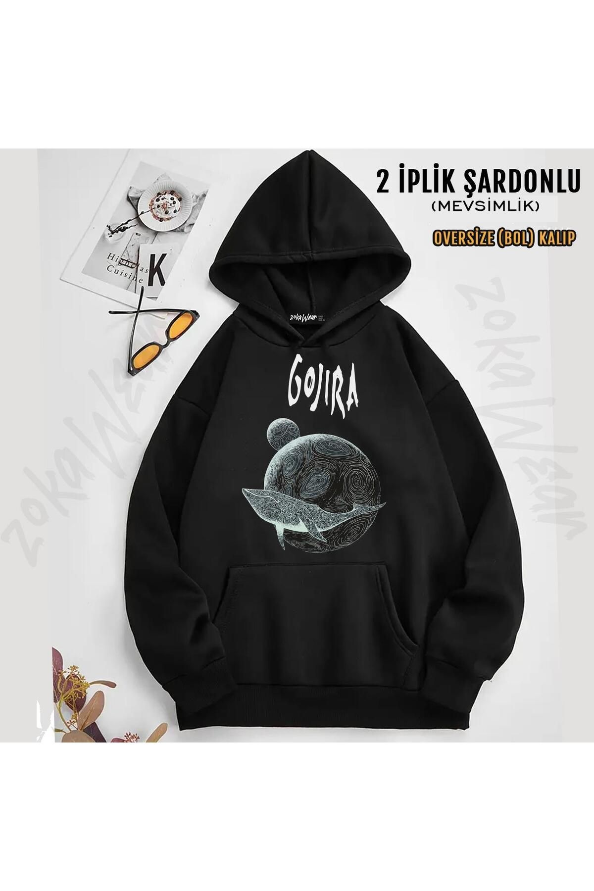 ZOKAWEAR-Gojira Printed Mars to Sirius V2 Hooded Sweatshirt - 2 Thread 1