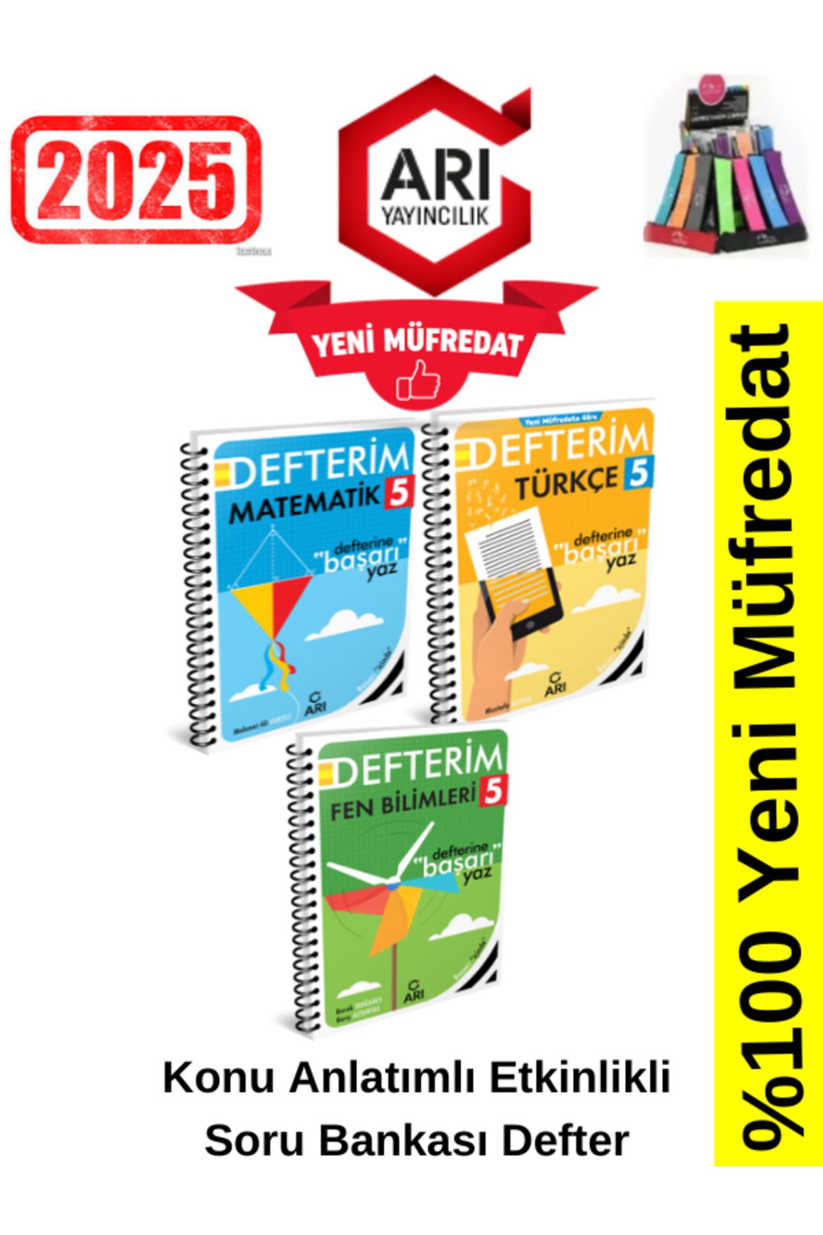 Arı Yayıncılık 2024-2025 Müfredat 5.Sınıf Matematik-Fen-Türkçe Konu Anlatımlı Etkinlik Defter+Kalemlik
