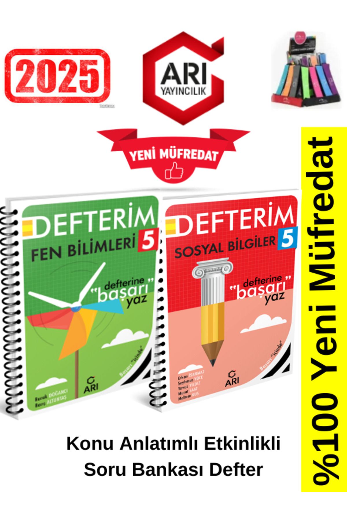 Arı Yayıncılık 2024-2025 Müfredat 5.Sınıf Fen-Sosyal Konu Anlatımlı Etkinlik Defter+Kalemlik