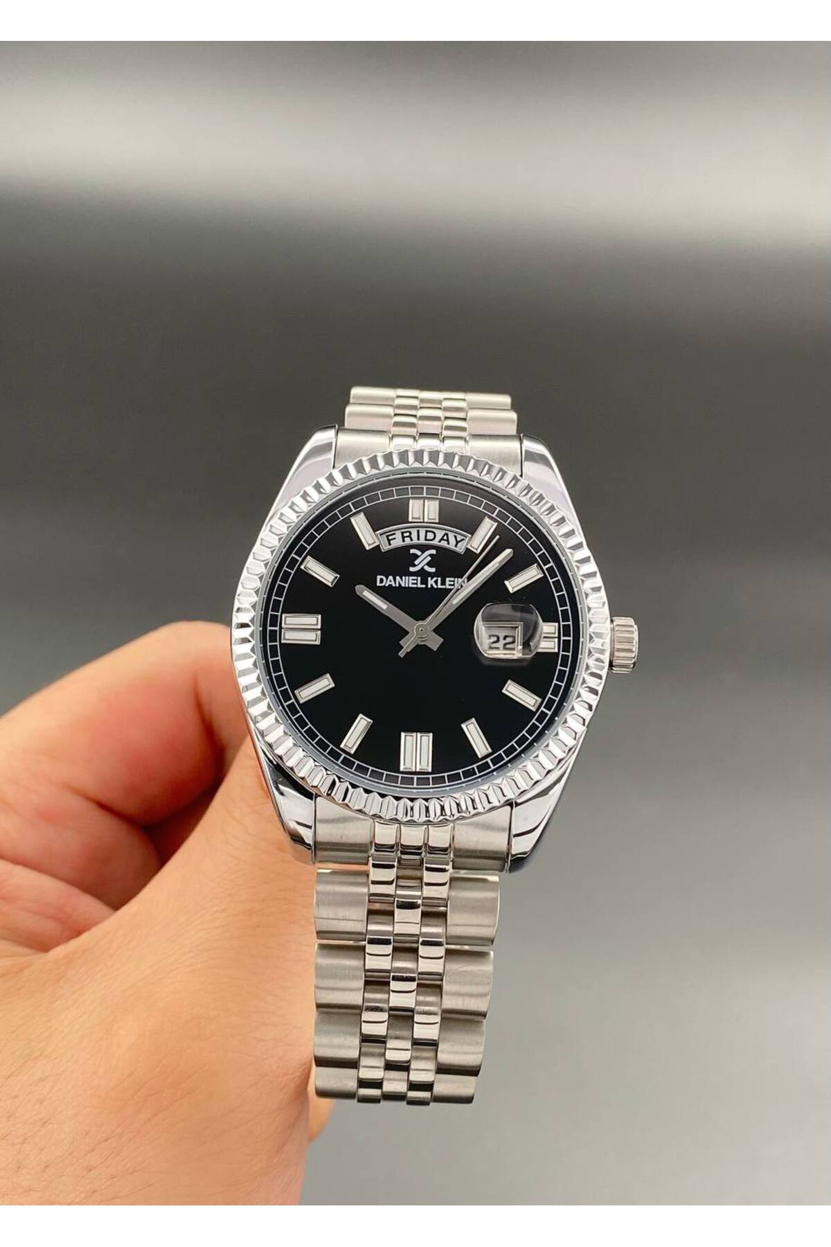 Daniel Klein  Erkek Kol Saati Çelik kordon 3 ATM Su Geçirmez Siyah Gümüş Renk - Görsel 3