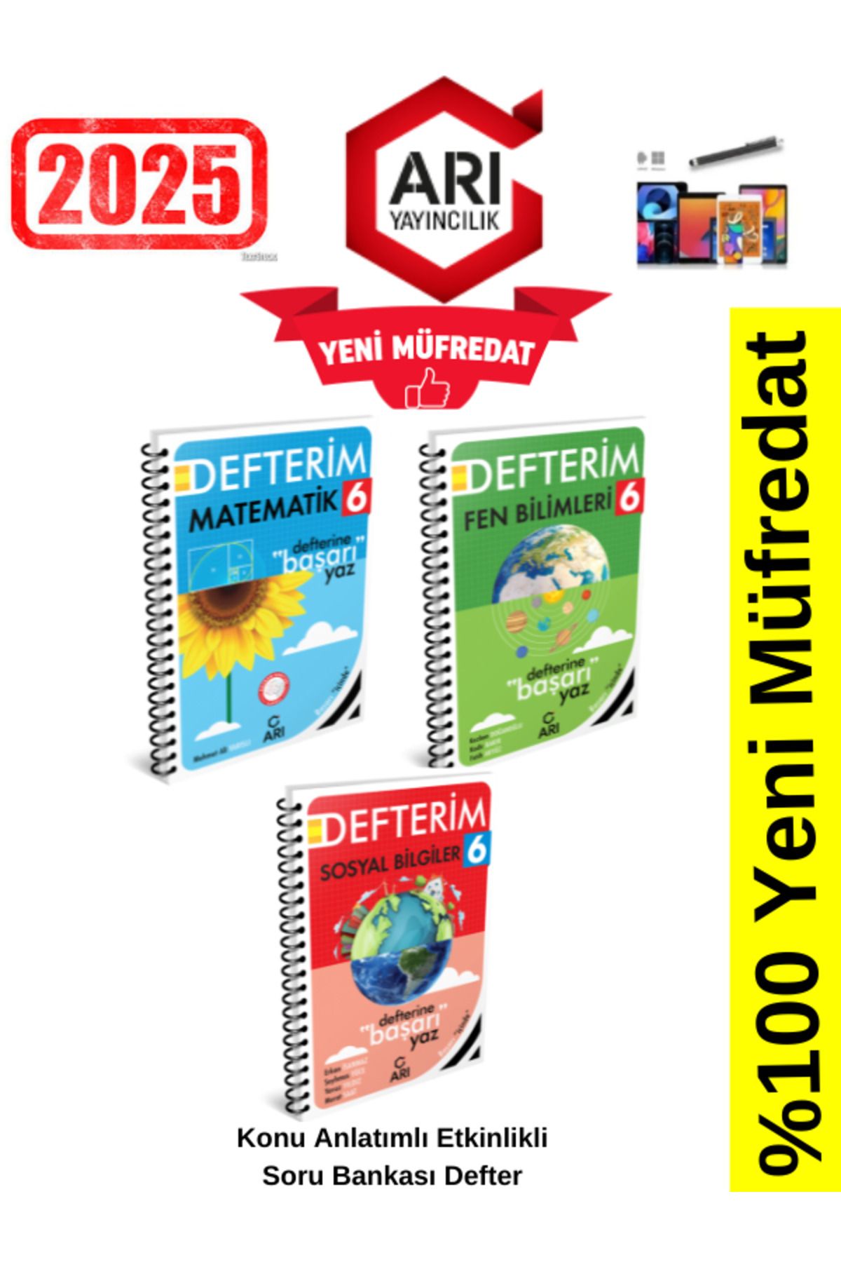 Arı Yayıncılık 2024-2025 Müfredat 6.Sınıf Matematik-Fen-Sosyal Konu Anlatımlı Etkinlik Defter+Kalem