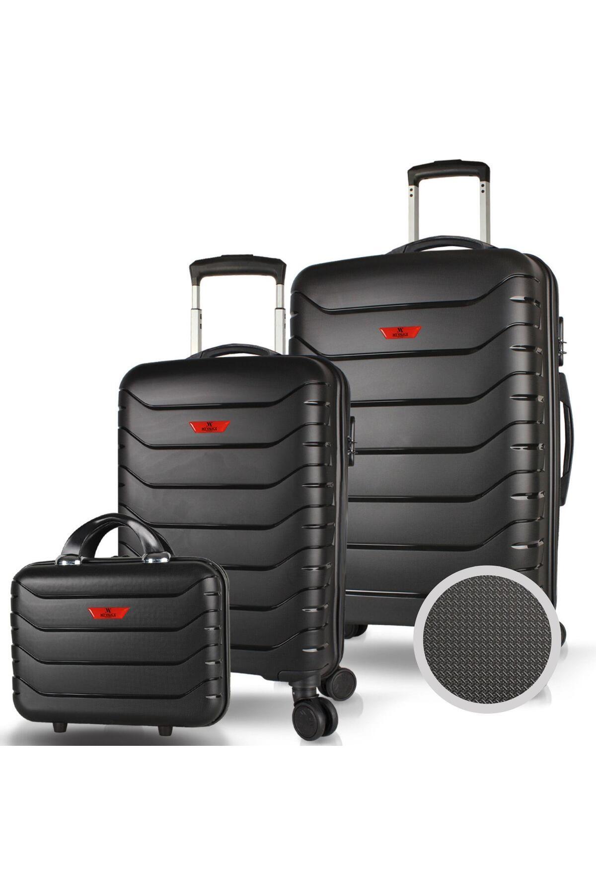 Solid PP Polypropylene Unbreakable Makeup Cabinet and Medium Size Black 3-Pack Suitcase Set
