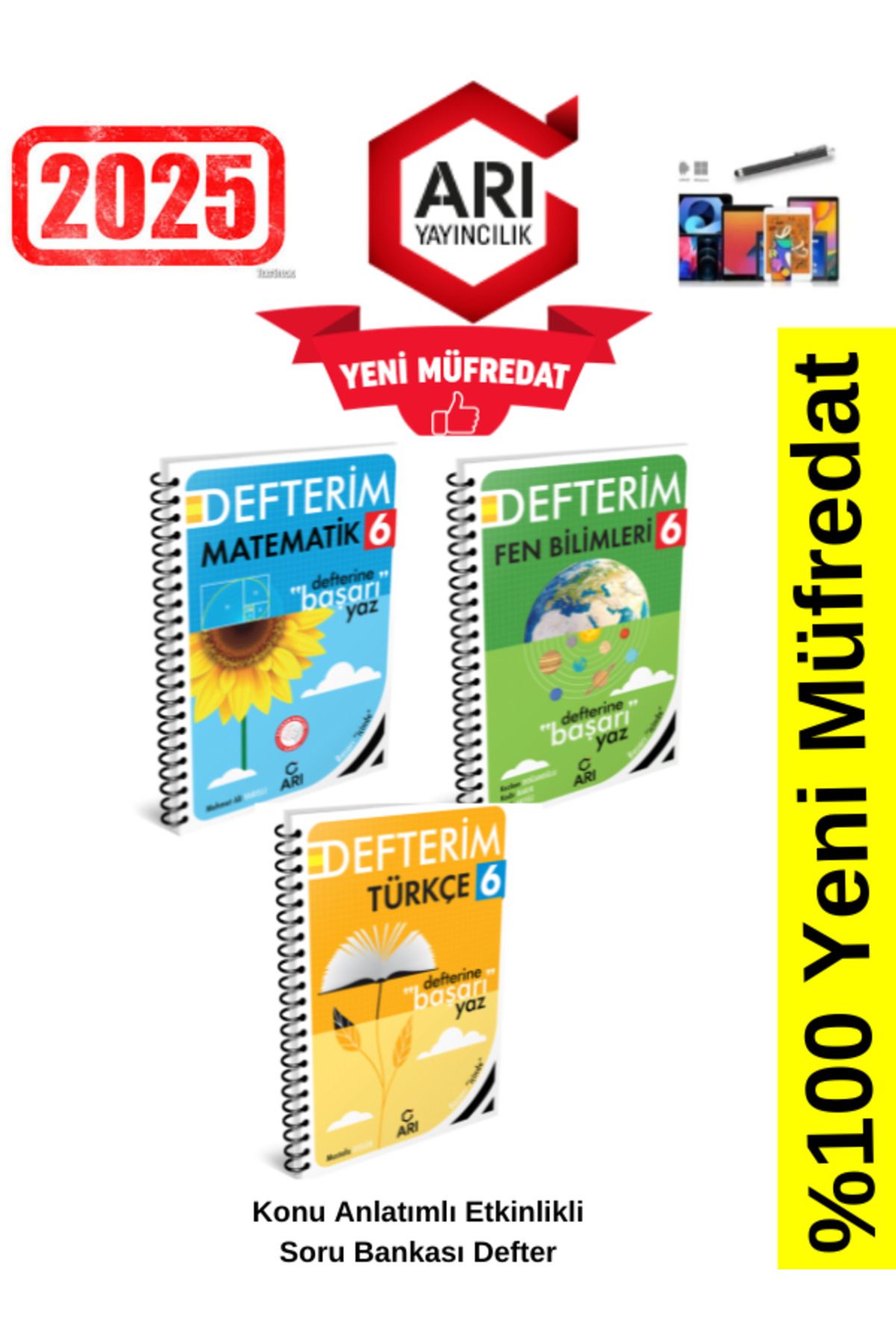 Arı Yayıncılık 2024-2025 Müfredat 6.Sınıf Matematik-Fen-Türkçe Konu Anlatımlı Etkinlik Defter+Kalem