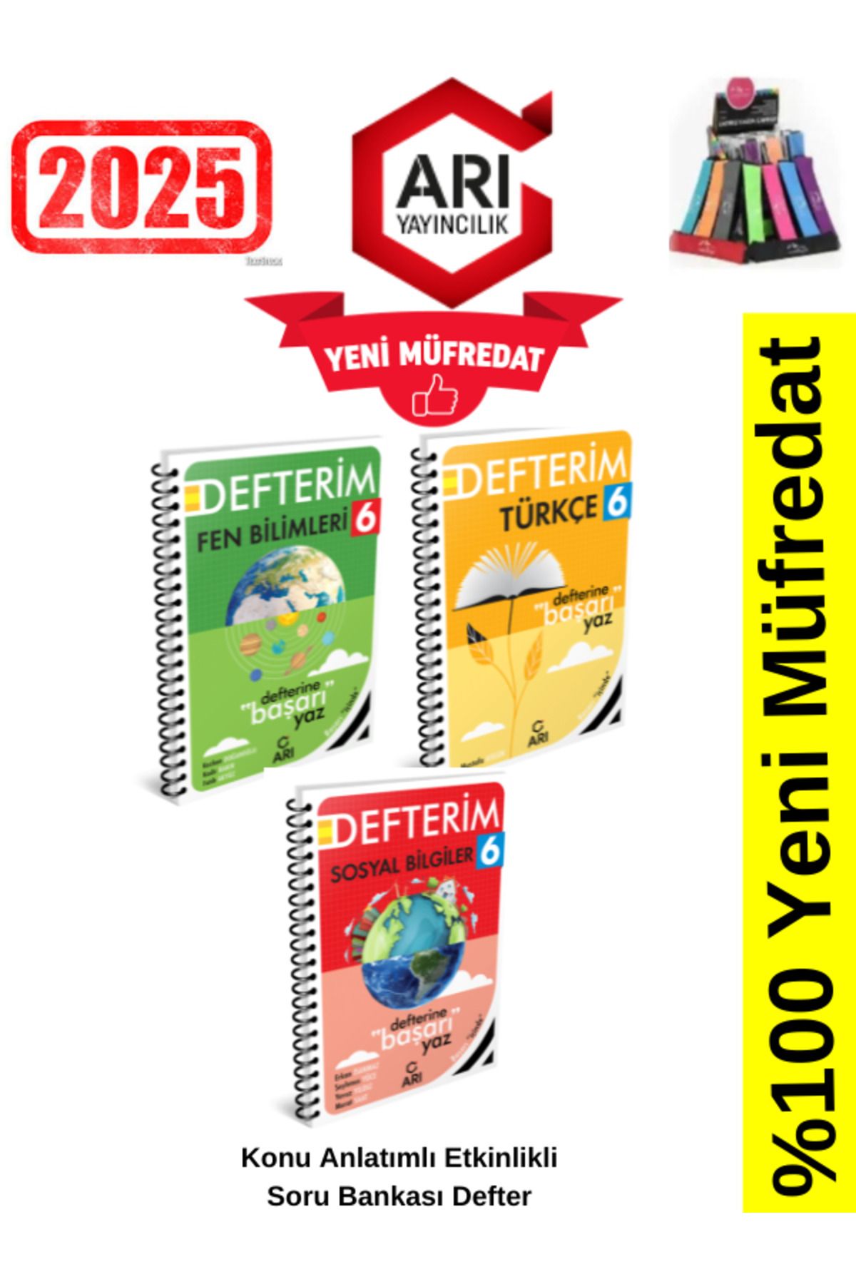 Arı Yayıncılık 2024-2025 Müfredat 6.Sınıf Fen-Türkçe-Sosyal Konu Anlatımlı Etkinlik Defter+Kalemlik