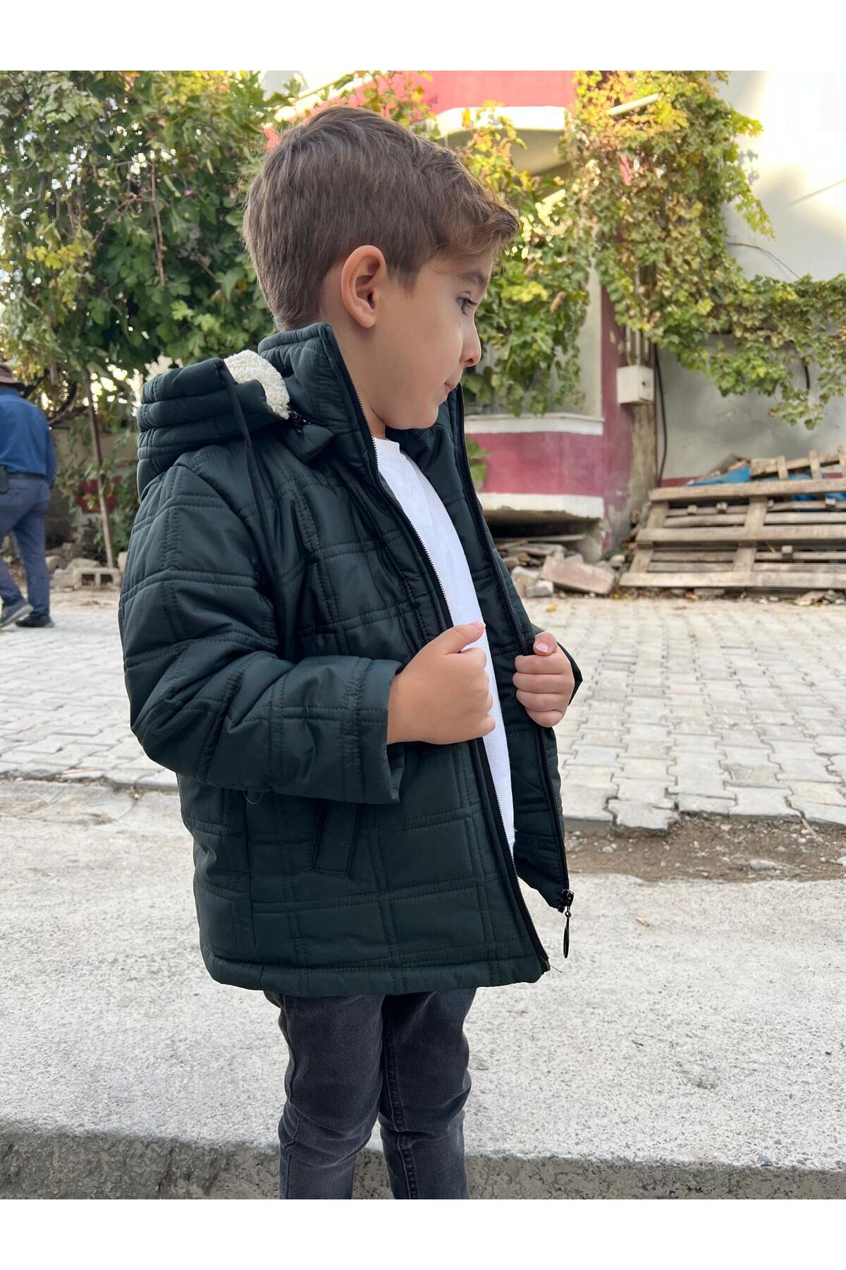FREE ARSLAN COLLECTİON Erkek Kapitne Çocuk Bebe Siyah İçi Peluş Astarlı Çıkarılabilen Kapüşonlu Çocuk Bebe Mont fotoğrafı 5 (önizleme)