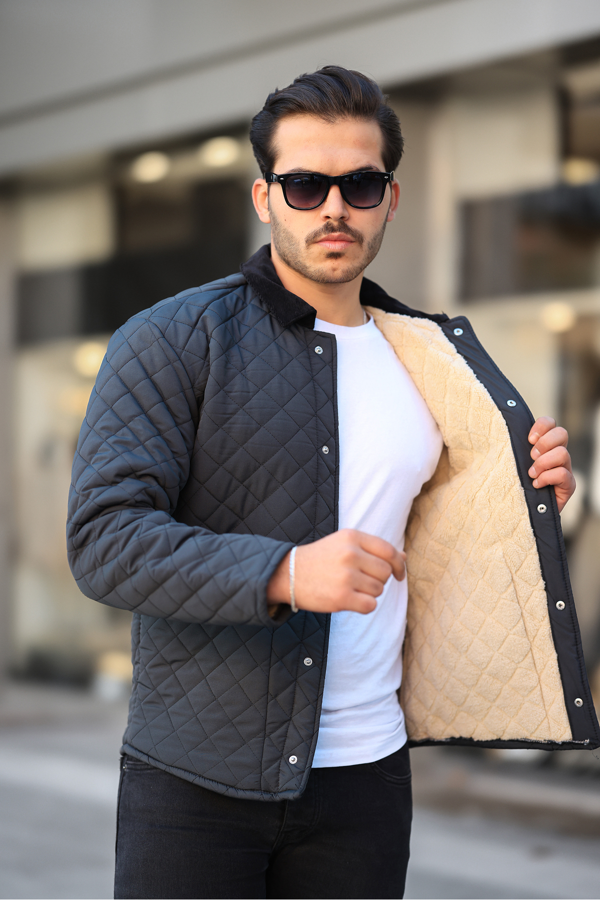 Velvet Collar Men's Denim Coat main image 1