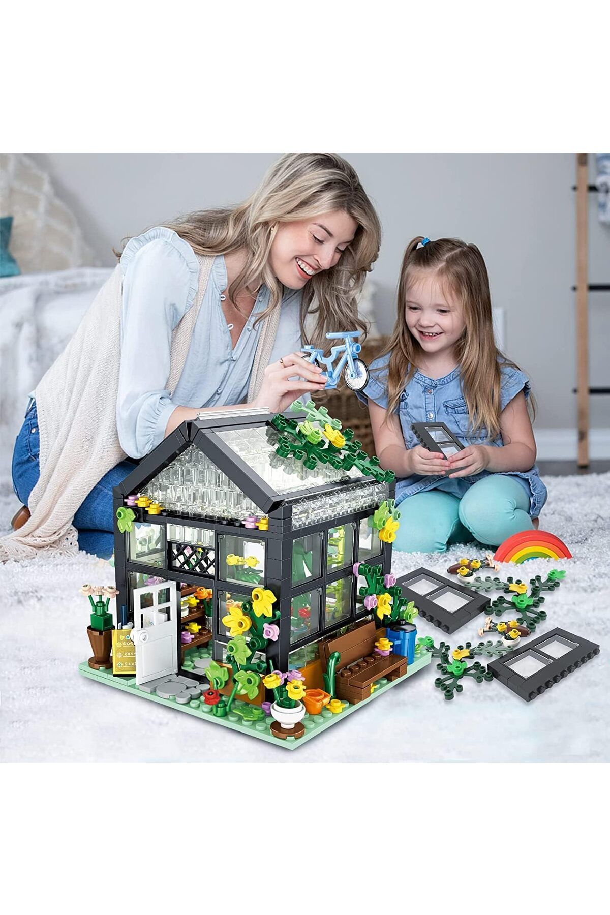 Yelajoy-مجموعة مكعبات البناء، بيت الزهور، تحتوي على 579 مكعب بناء، مع أضواء LED، وتفاصيل واقعية 1