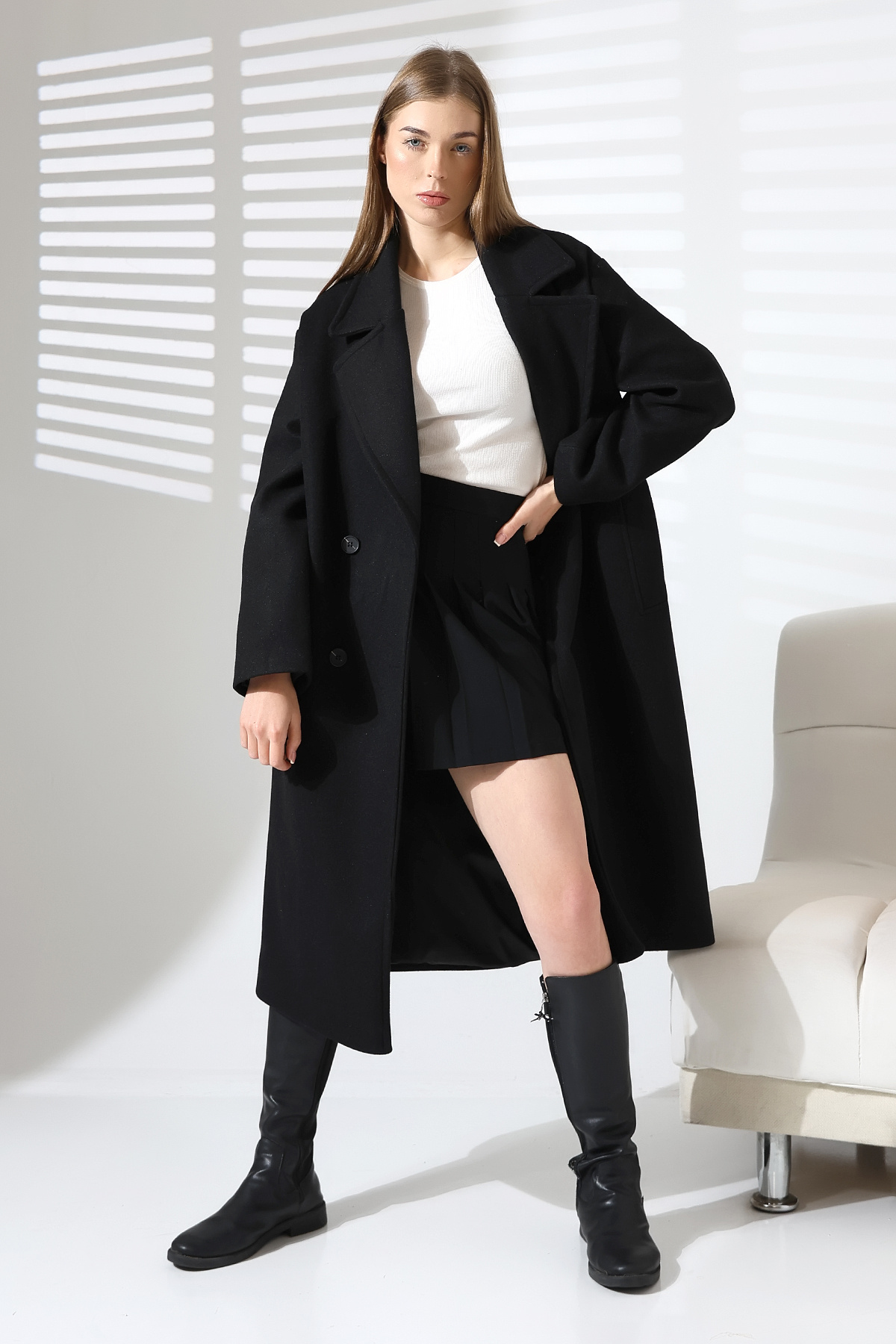 COCOCİX  uzun kaban 4 düğmelı ithal kumaş - Görsel 5