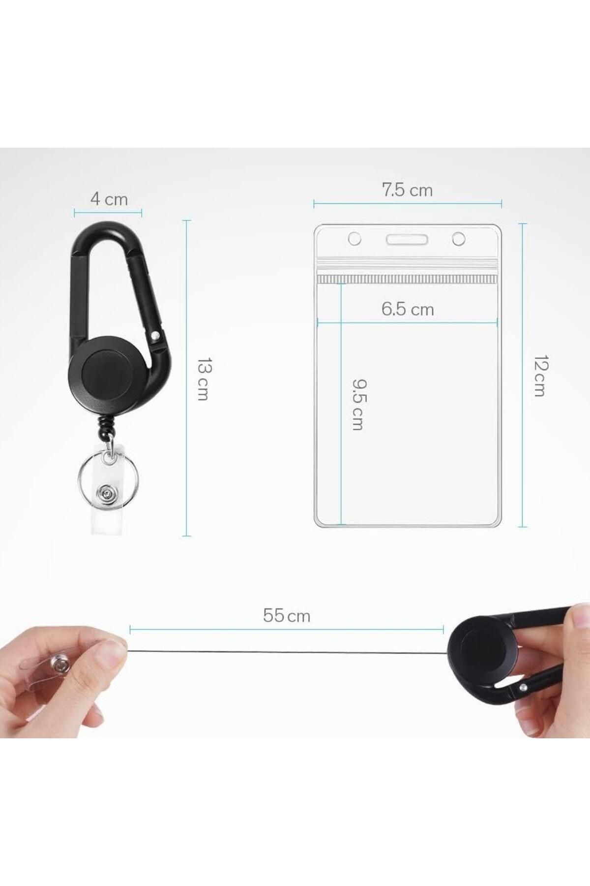 Toptan Bulurum-Telescopic Extending String Carabiner Keychain Transparent Staff Card Holder 3