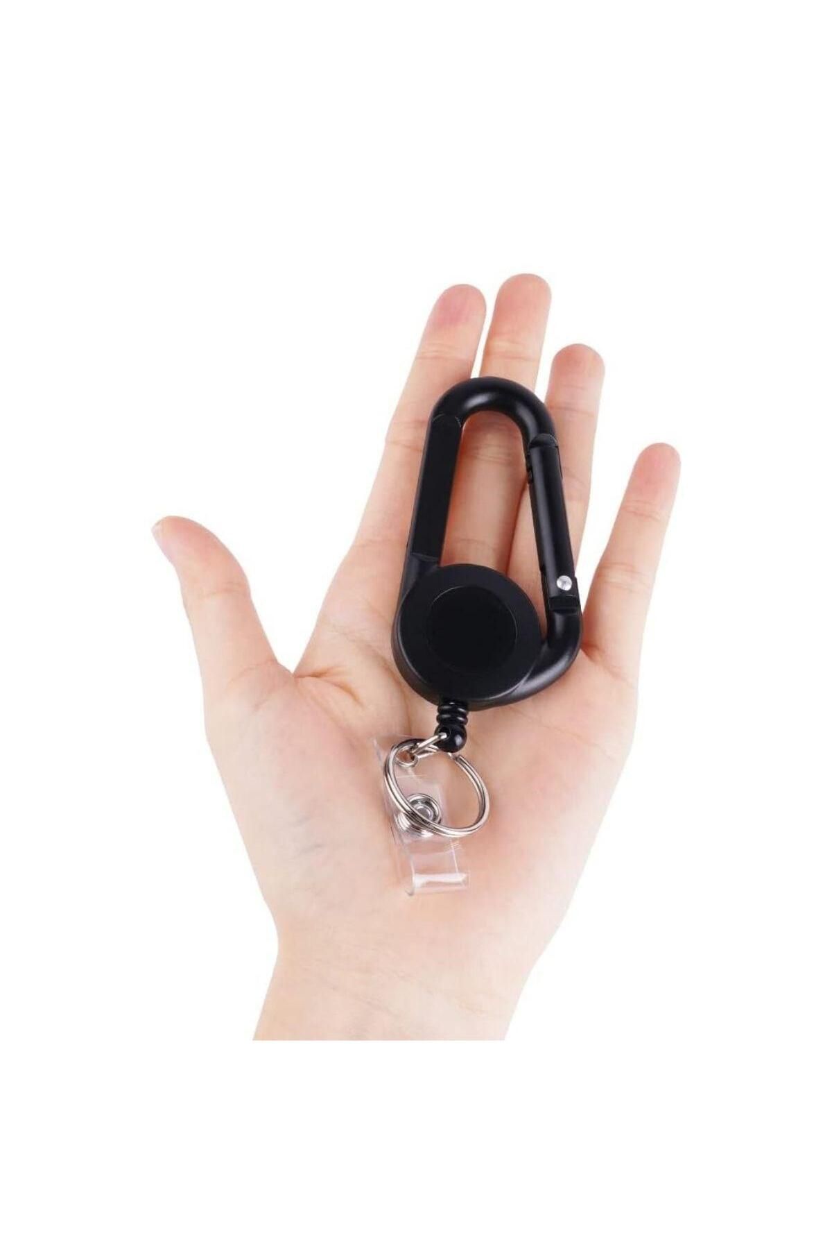 Toptan Bulurum-Telescopic Extending String Carabiner Keychain Transparent Staff Card Holder 5