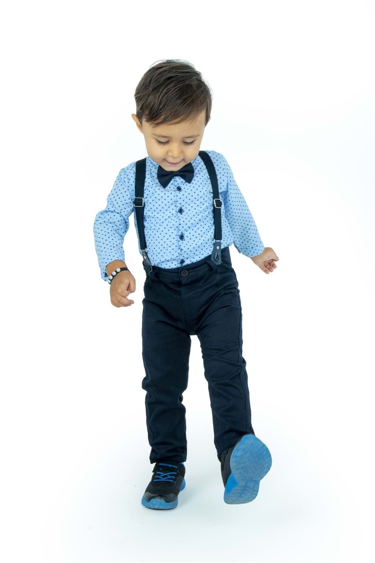 Mnk Baby&Kids Gömlekli Alttan Çıtçıtlı Gabardin Pantolonlu Pamuklu Bebek Takım Mnk0294 MAVİ fotoğrafı 2 (önizleme)