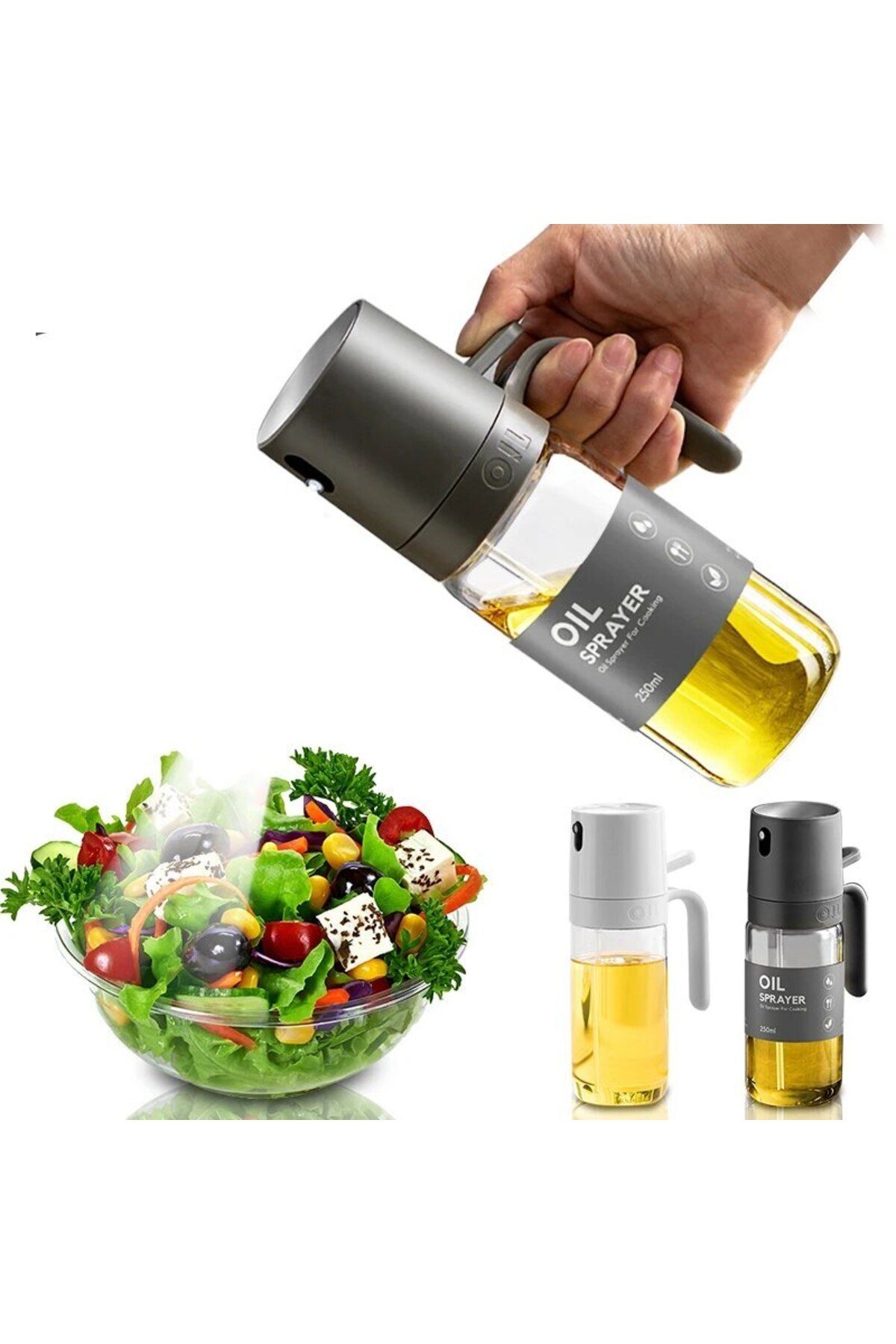 toptanperpa 250 ML Kulplu Cam Yağ Limon Sos Spreyi Yağ Şişesi Yağdanlık Zeytinyağı Limon Püskürtücü