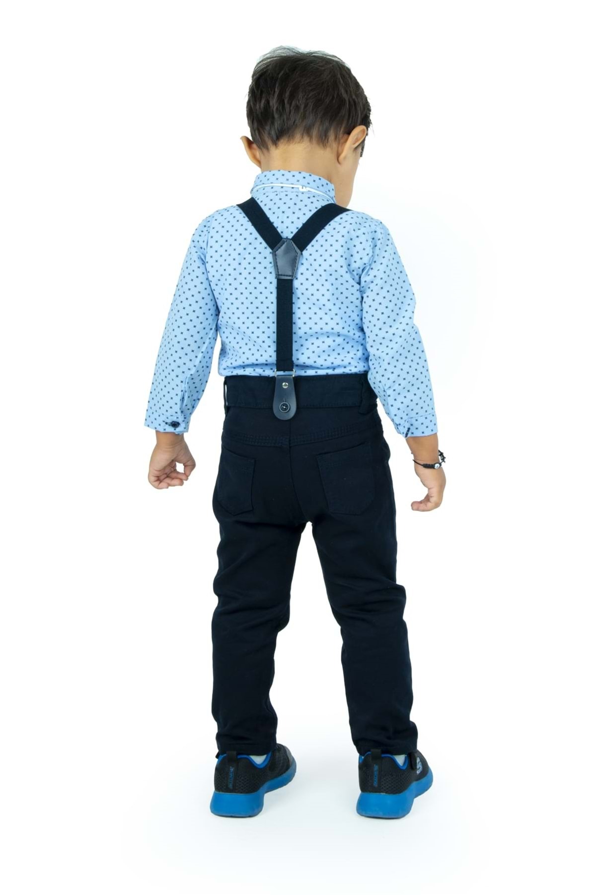 Mnk Baby&Kids Gömlekli Alttan Çıtçıtlı Gabardin Pantolonlu Pamuklu Bebek Takım Mnk0294 MAVİ fotoğrafı 3 (önizleme)