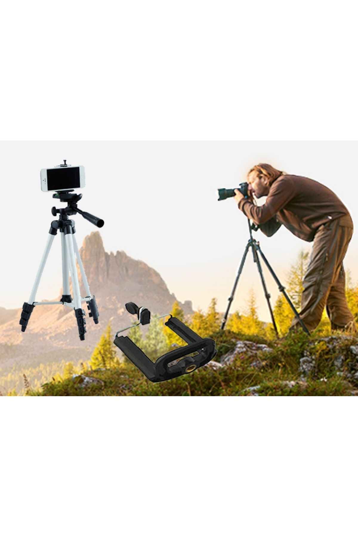 Albayrak Tripod : Telefon ve Kamera Tutucu Ayak + Telefon Tutucu - 105Cm