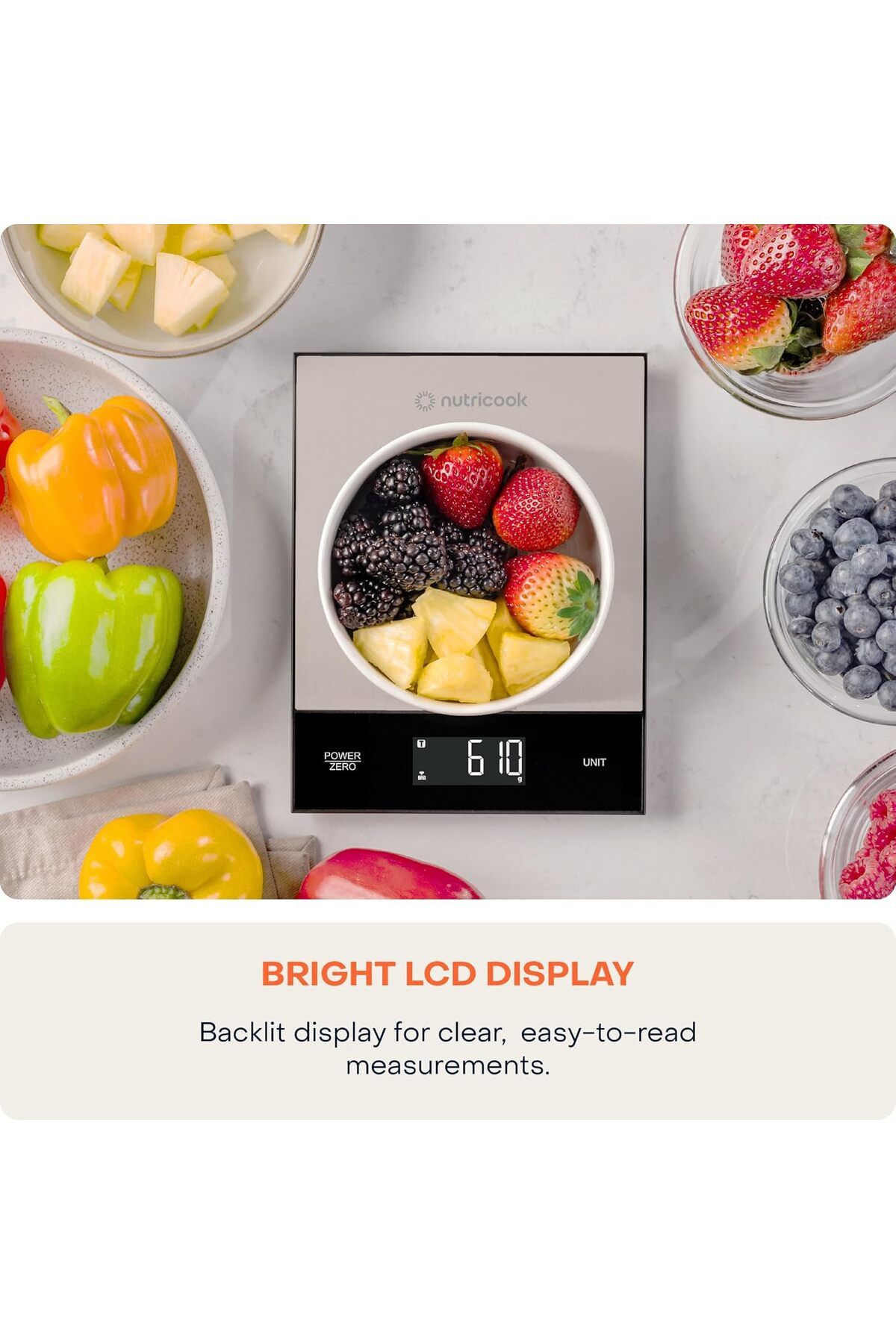 Nutricook-Kitchen Scale 2, 5kg Capacity, for Baking & Meal Prep, 4 Measuring Modes, S Steel, Silver 3