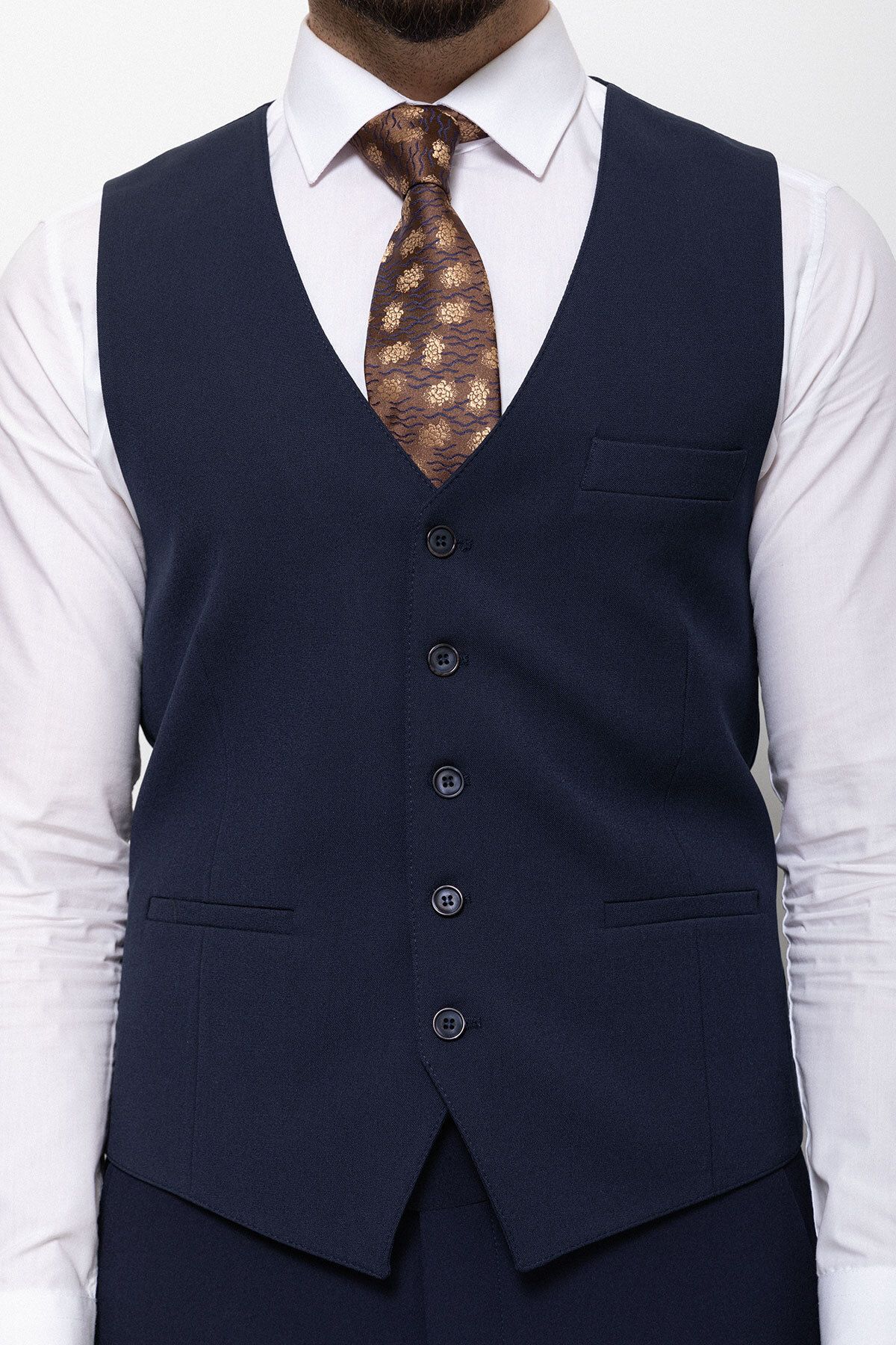 Mcr-Plain Navy Blue Color Slim Fit Classic Men's Vest 5
