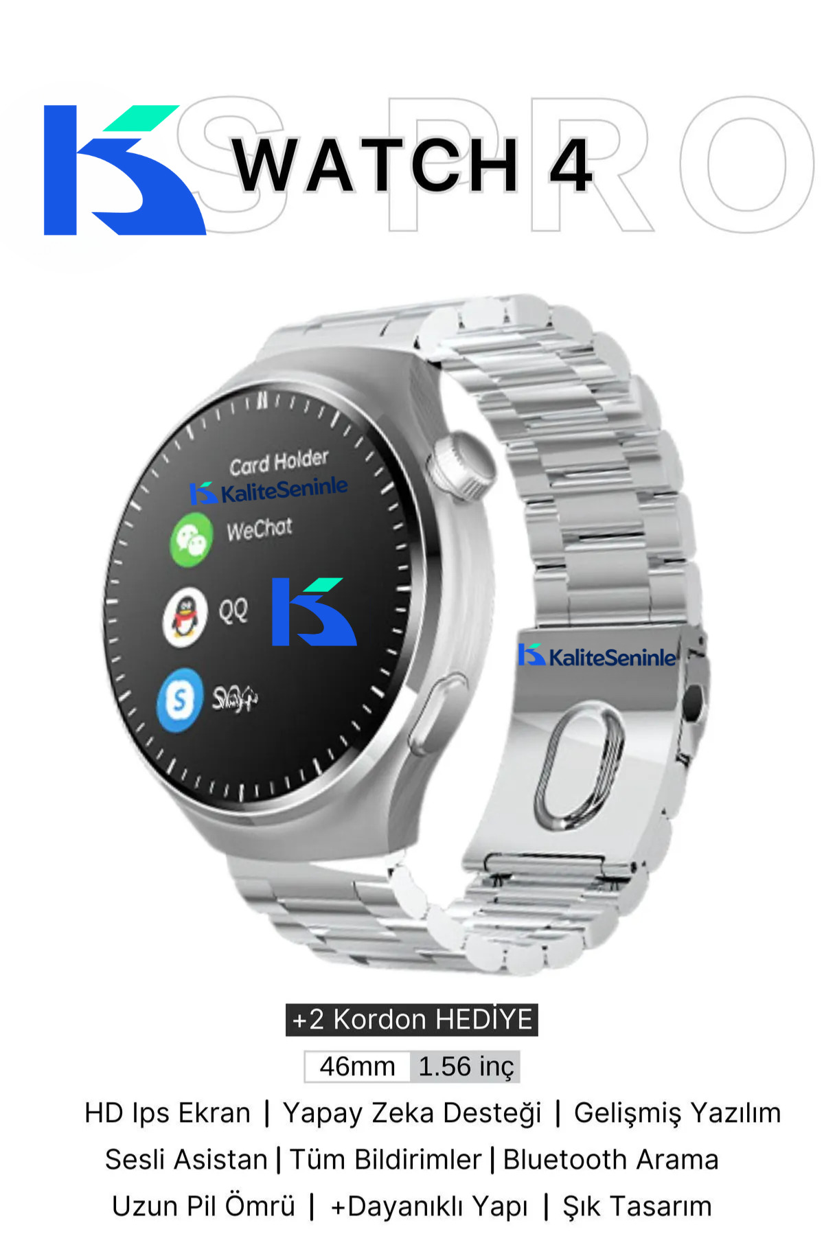 KALİTESENİNLE Watch 4 Pro Akıllı Saat Iphone Ve Android Telefonlara Uyumlu Nfc&arama Smartwatch Akıllı Telefon