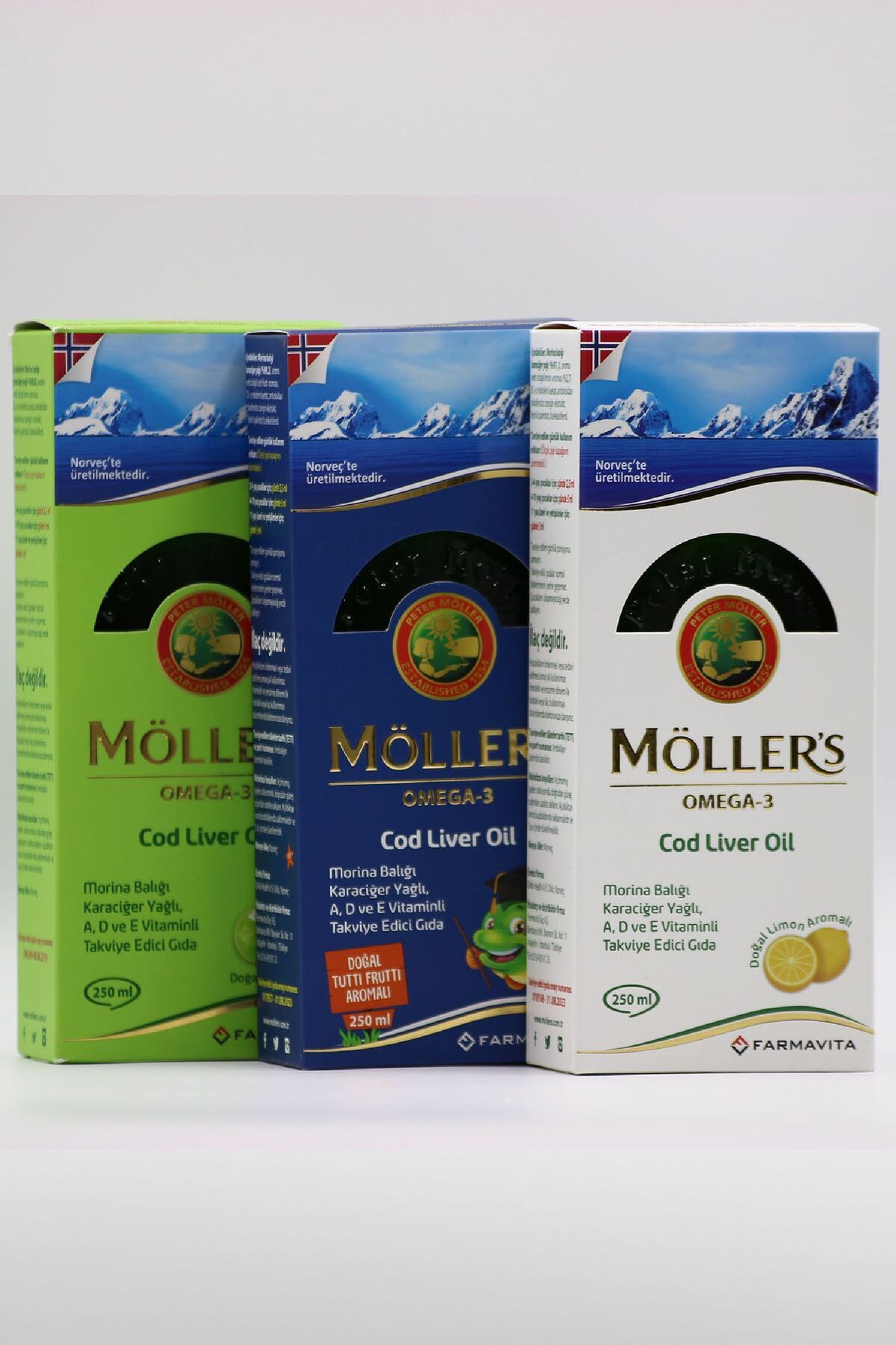 Möller's Möllers Karışık Meyve, Elma ve Limon Aromalı Omega 3 Üçlü Set