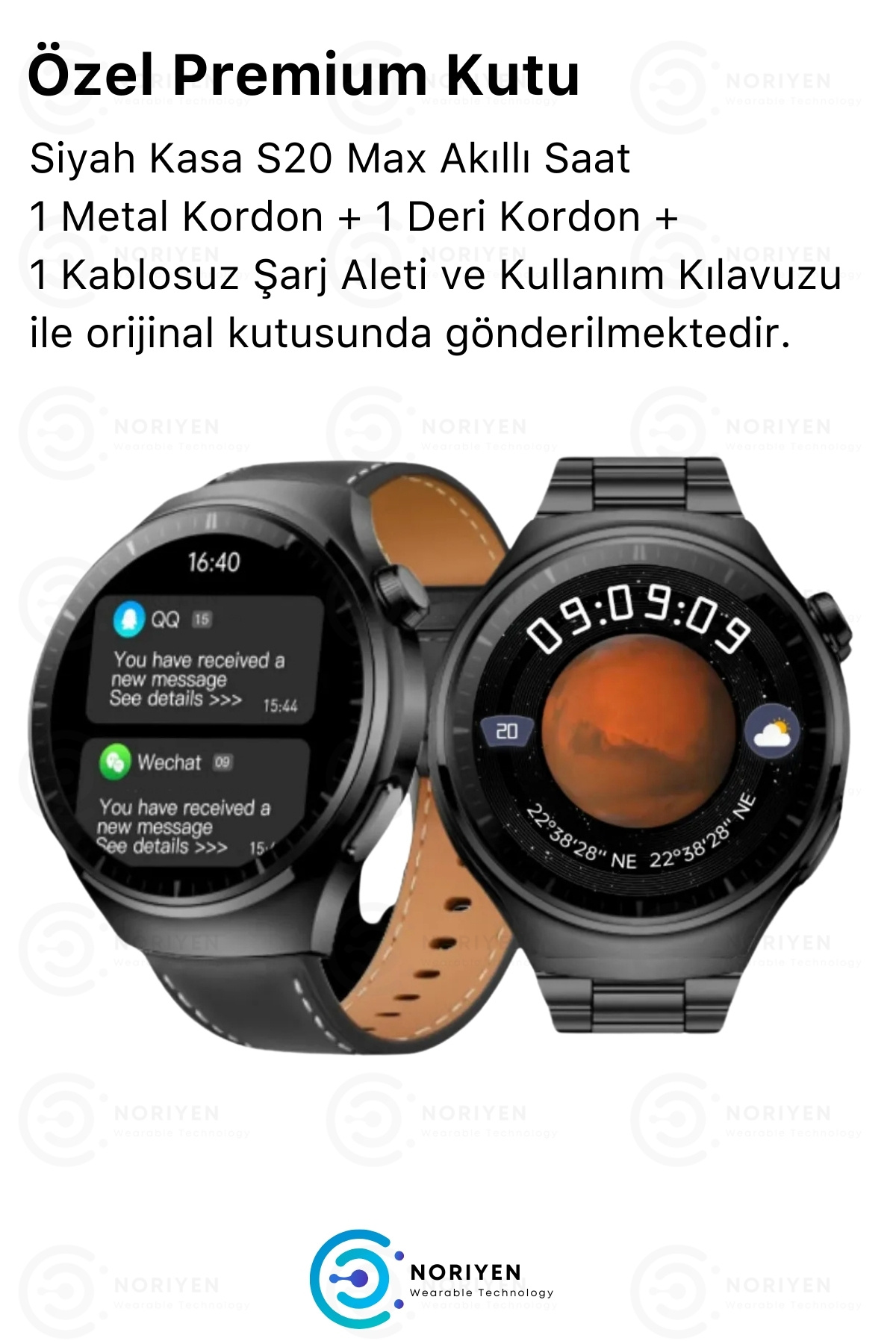 Premium Serisi S20 Max Amoled Büyük HD Ekran Spor ve Sağlık Sensörlü Şık IOS Android Akıllı Saat