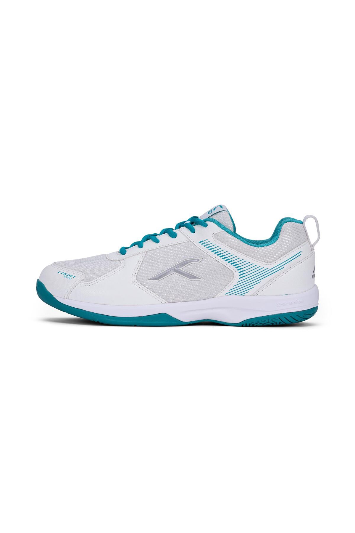 Hundred-Court Star Badminton Shoes | Non Marking | X-Cushion Protection (White/Lt Green, 10UK) 1