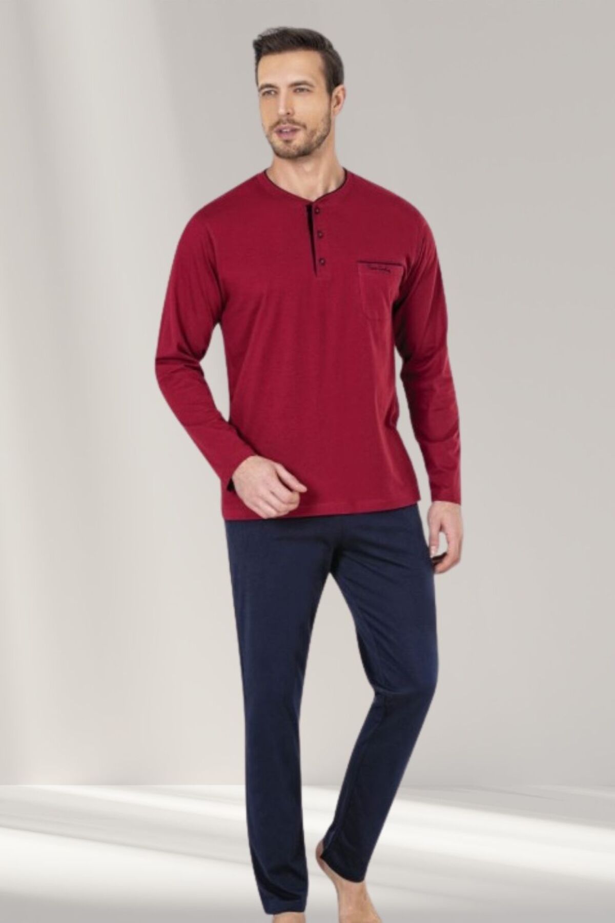 ست پیژامه و لباس خواب مردانه راسته فاق نرمال آستین بلند | پیر کاردین Pierre Cardin VR.P19.01.450.56.05.01 - تصویر 2