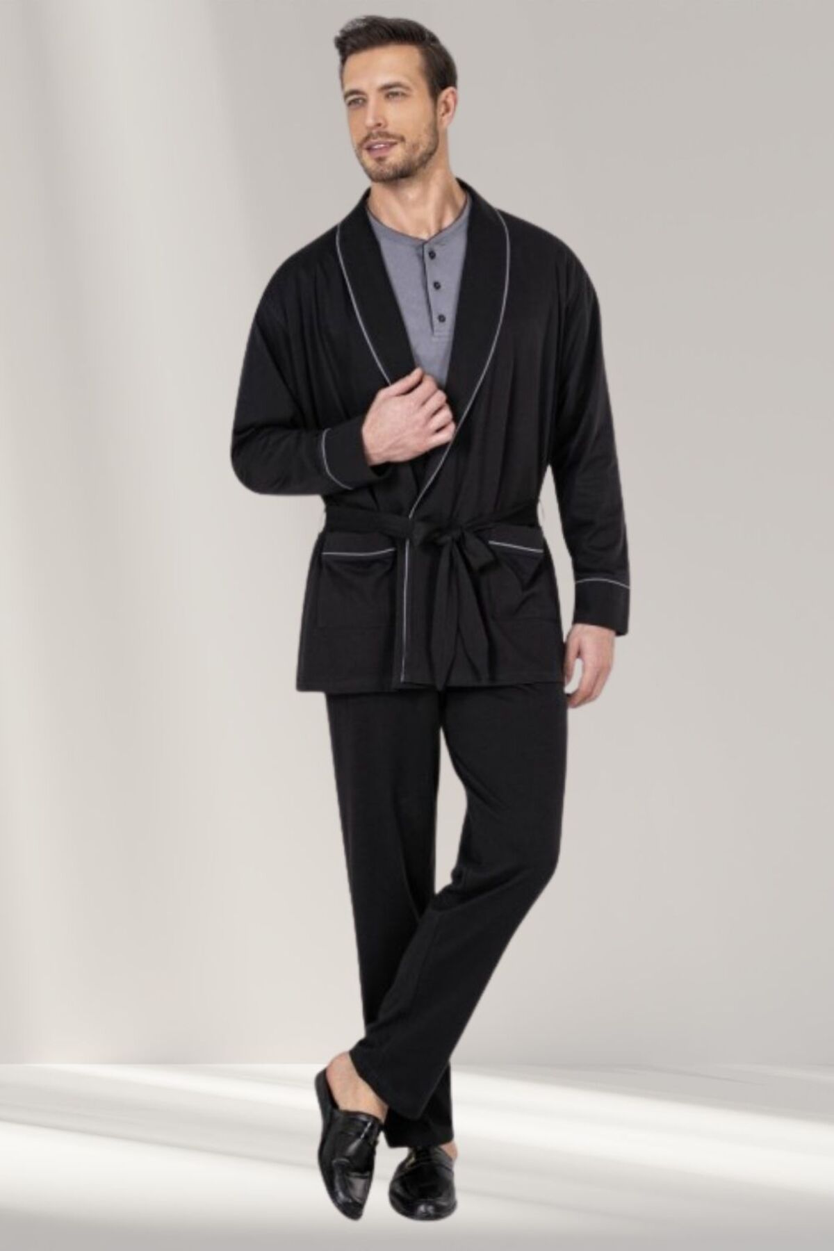 ست پیژامه و لباس خواب مردانه راسته فاق نرمال آستین بلند | پیر کاردین Pierre Cardin VR.P19.01.450.56.05.01 - تصویر 2