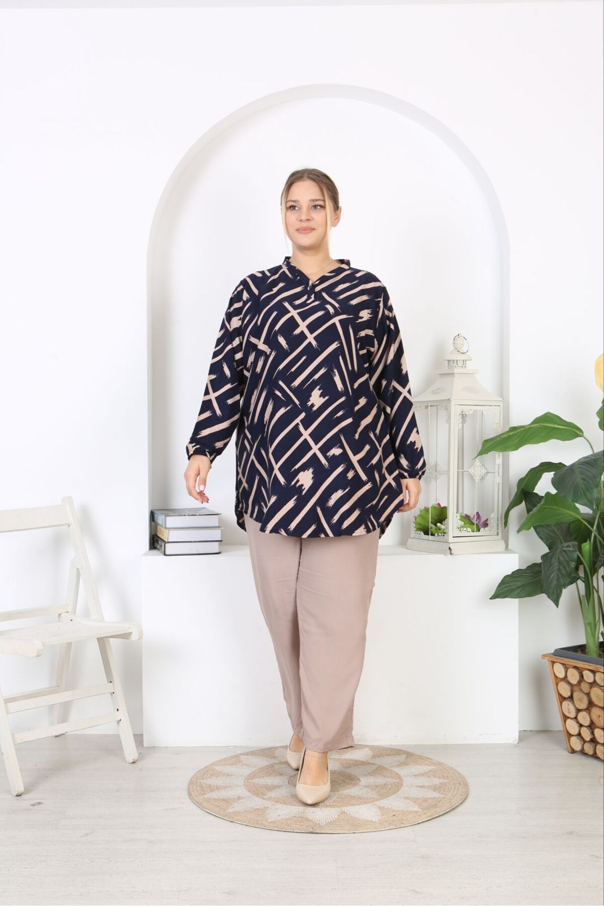 Genel Markalar  Mevsimlik tunik pamuklu yumuşak belmando rahat kumaş dokuma tunik - Görsel 3