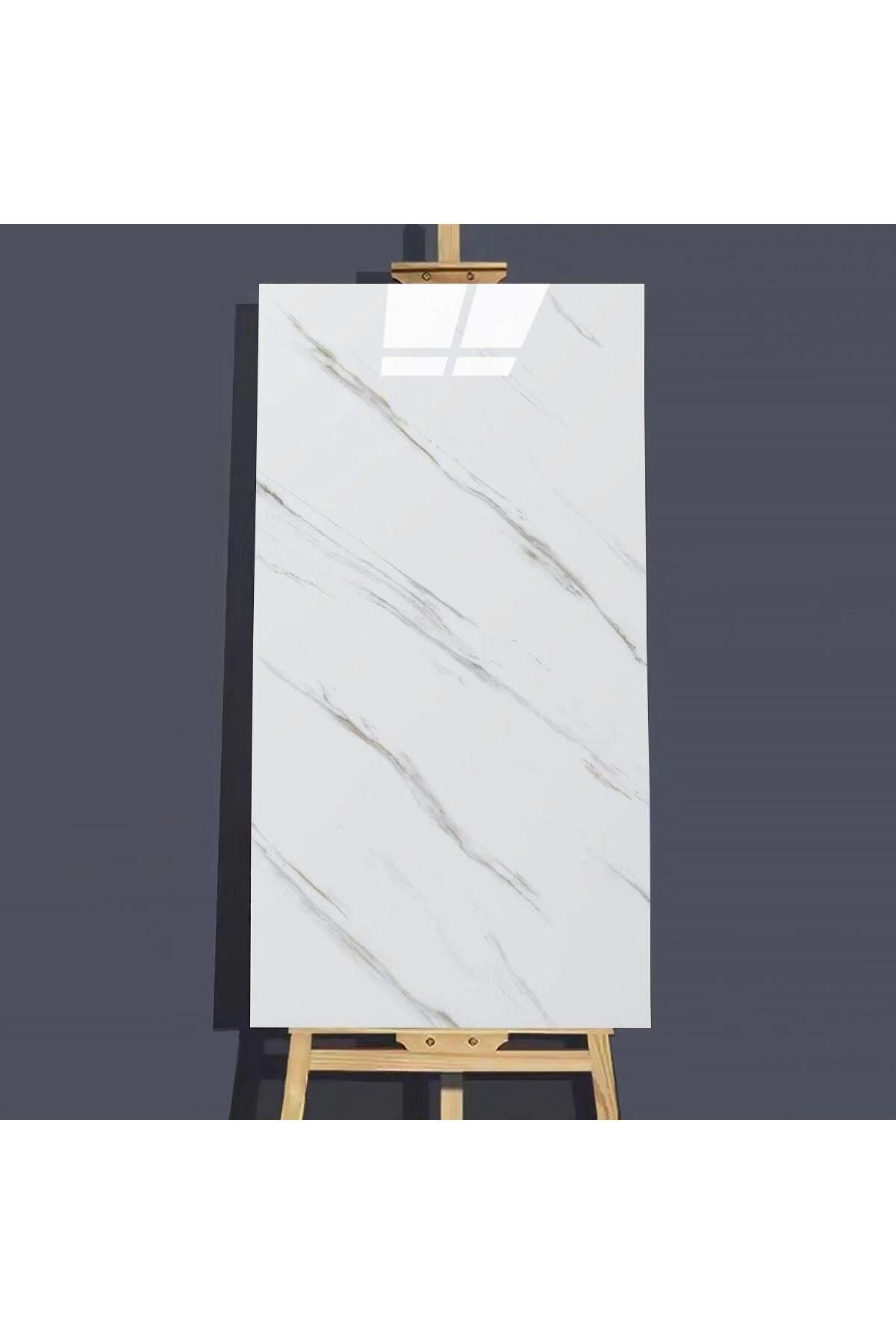 Gerçektrend 30x60 Kendinden Yapışkanlı Beyaz Mermer Desen Köpüklü Duvar Kaplama Pvc Panel (1adet)