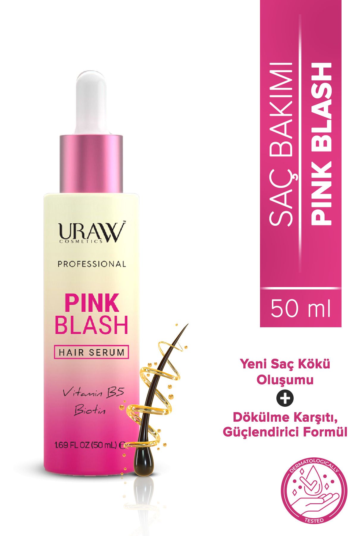 Uraw Pink Blash ( Yeni Saç Oluşumu Sağlayan Ve Dökülme Kaşıtı Bakım Serumu ) ( 100 ml )