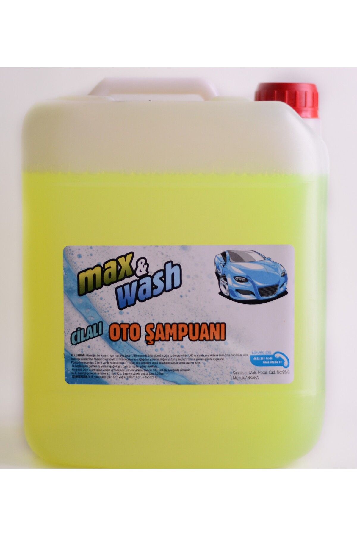 Max&Wash 20 kg Cilalı Oto Şampuanı  Cilalı Oto Yıkama Köpüğü 1/60 Konsantre