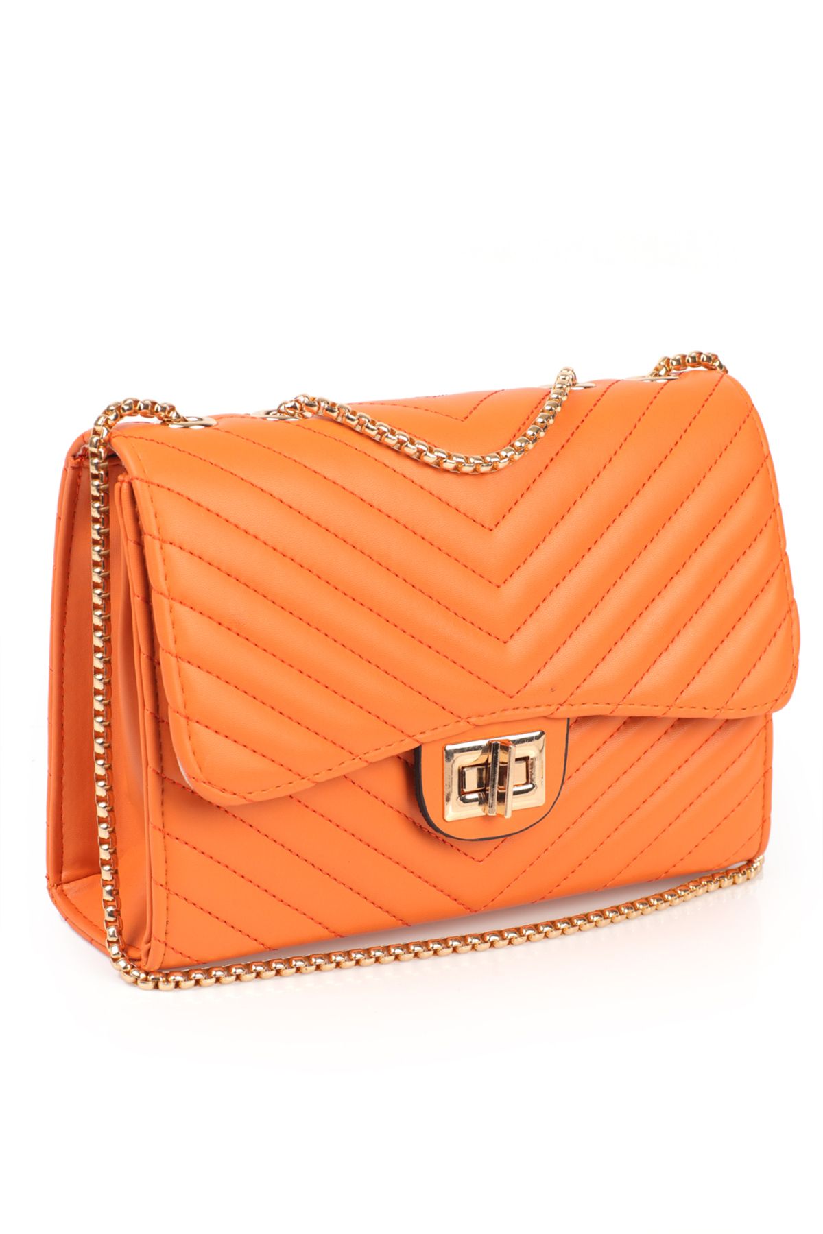 Capone Outfitters-Capone London Quilted Orange Women's Bag 2