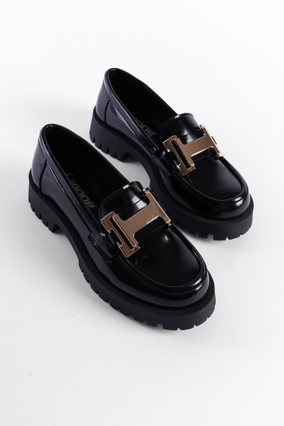 لوفر مشکی زنانه Trak based Metal H Backle Loafer Capone Outfitters