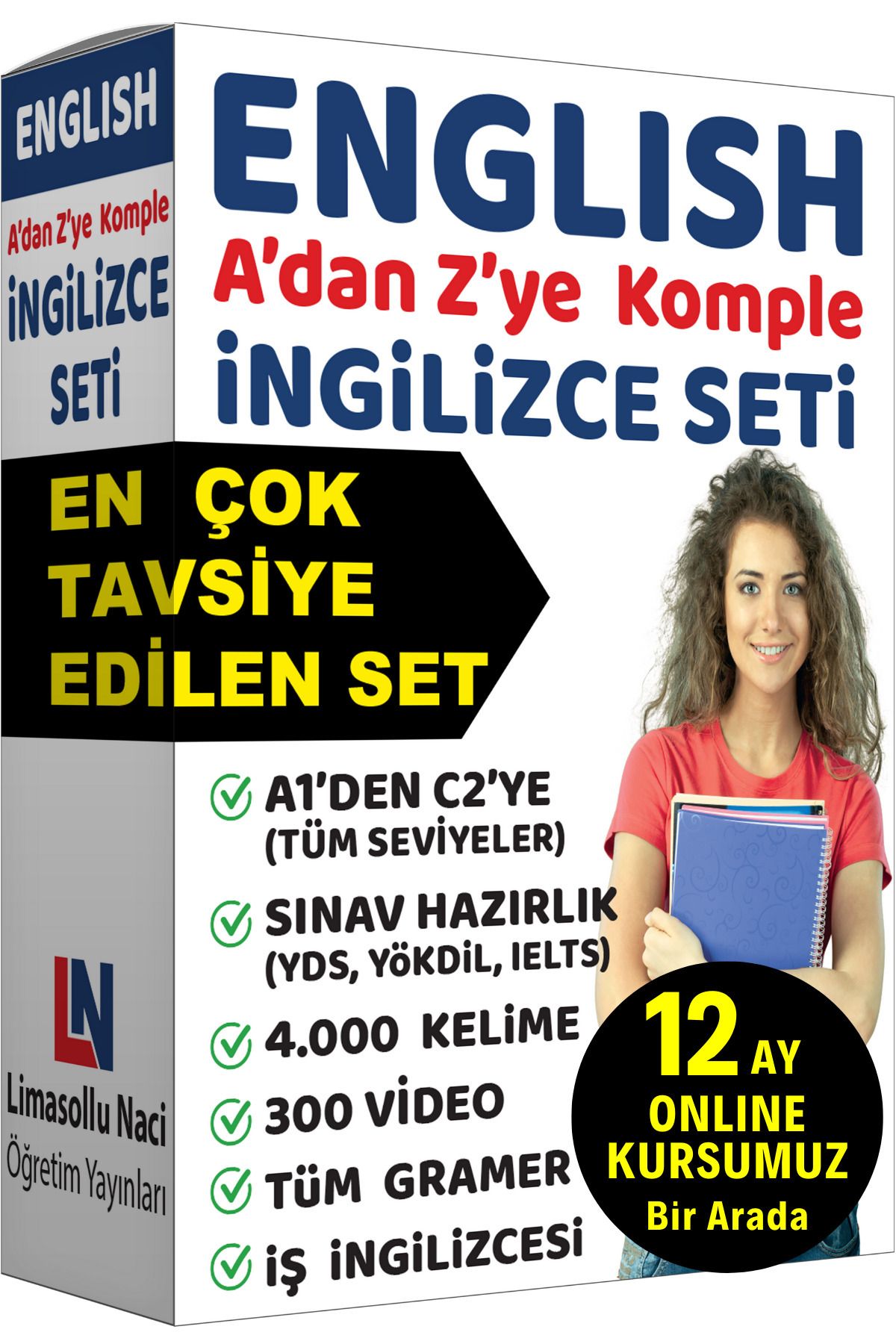 Limasollu Naci Öğretim Yayınları Komple Ingilizce Eğitim Seti 300 Video 4000 Kelime Gramer Sınav Hazırlık Kitap Yds Yökdil Toefl