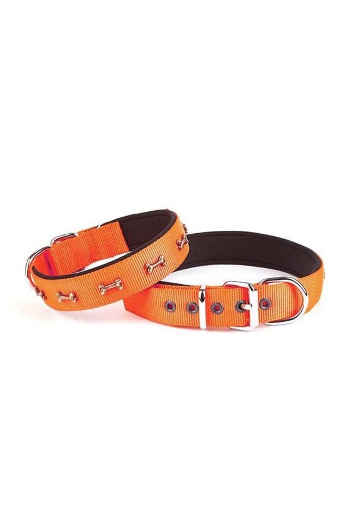 O Dog Doggie Comfort Dokuma Kemikli Köpek Boyun Tasması Large Turuncu 2.5x42-50 Cm - Petshopundan