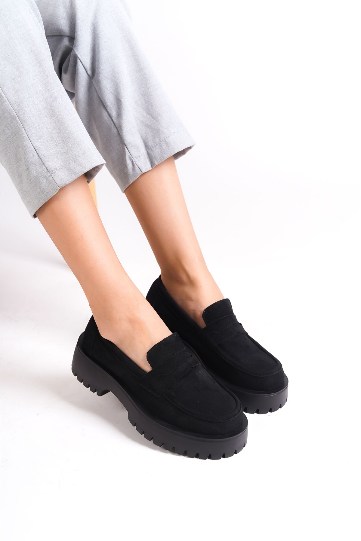 لوفر مشکی زنانه Trak Base Loafer اورجینال Capone Outfitters